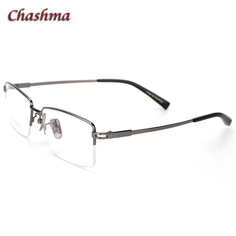 Men's Titanium Semi-Rimless Square Eyeglasses - Lightweight & Durable Frame for Work, Reading & Everyday Use