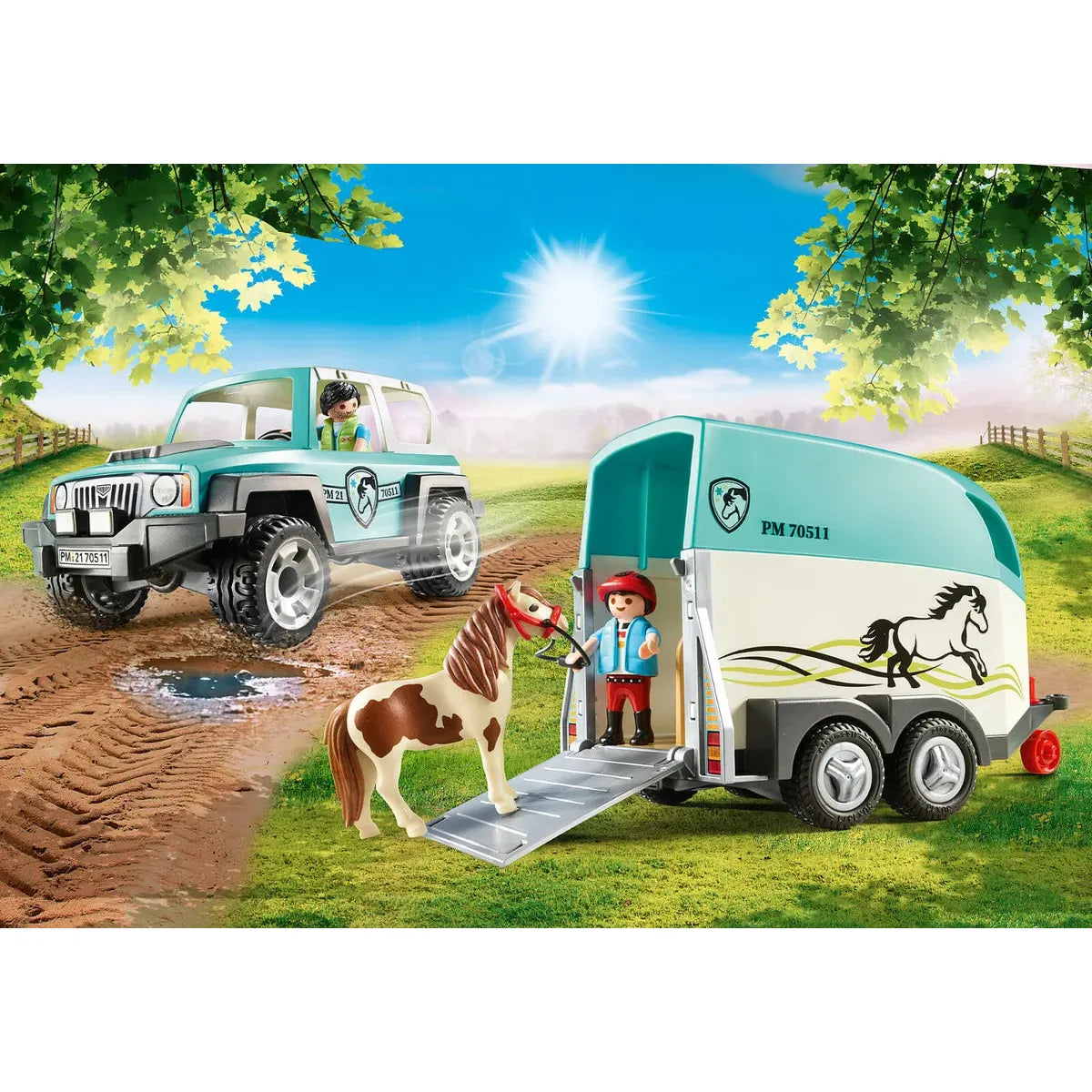 LEGO City Car with Pony Trailer Toy Set 70511 - Interactive Building Kit for Kids, Perfect for Creative Play & Farm Animal Adventures