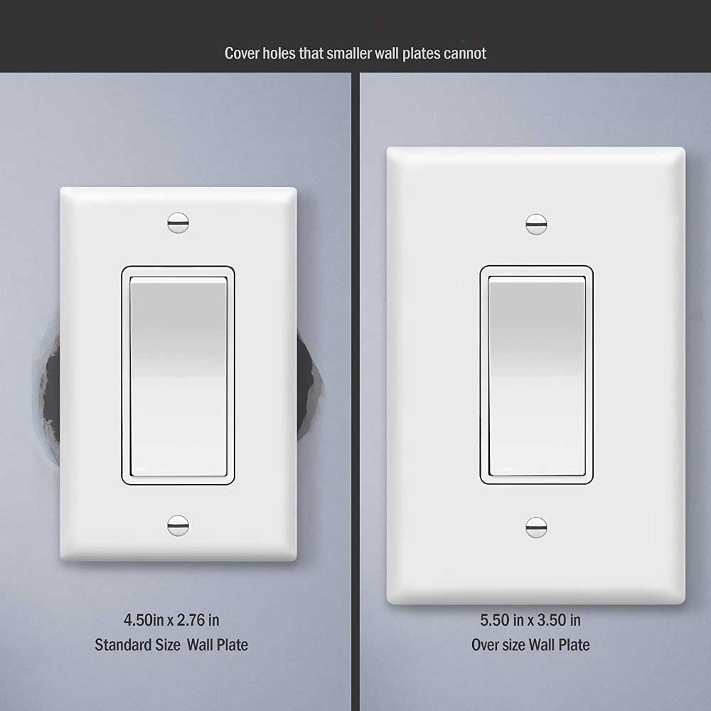 1 Gang Oversized Decorator Rocker Wall Plate - White | Standard Size Light Switch Cover | Ideal for Home, Office & Commercial Decor