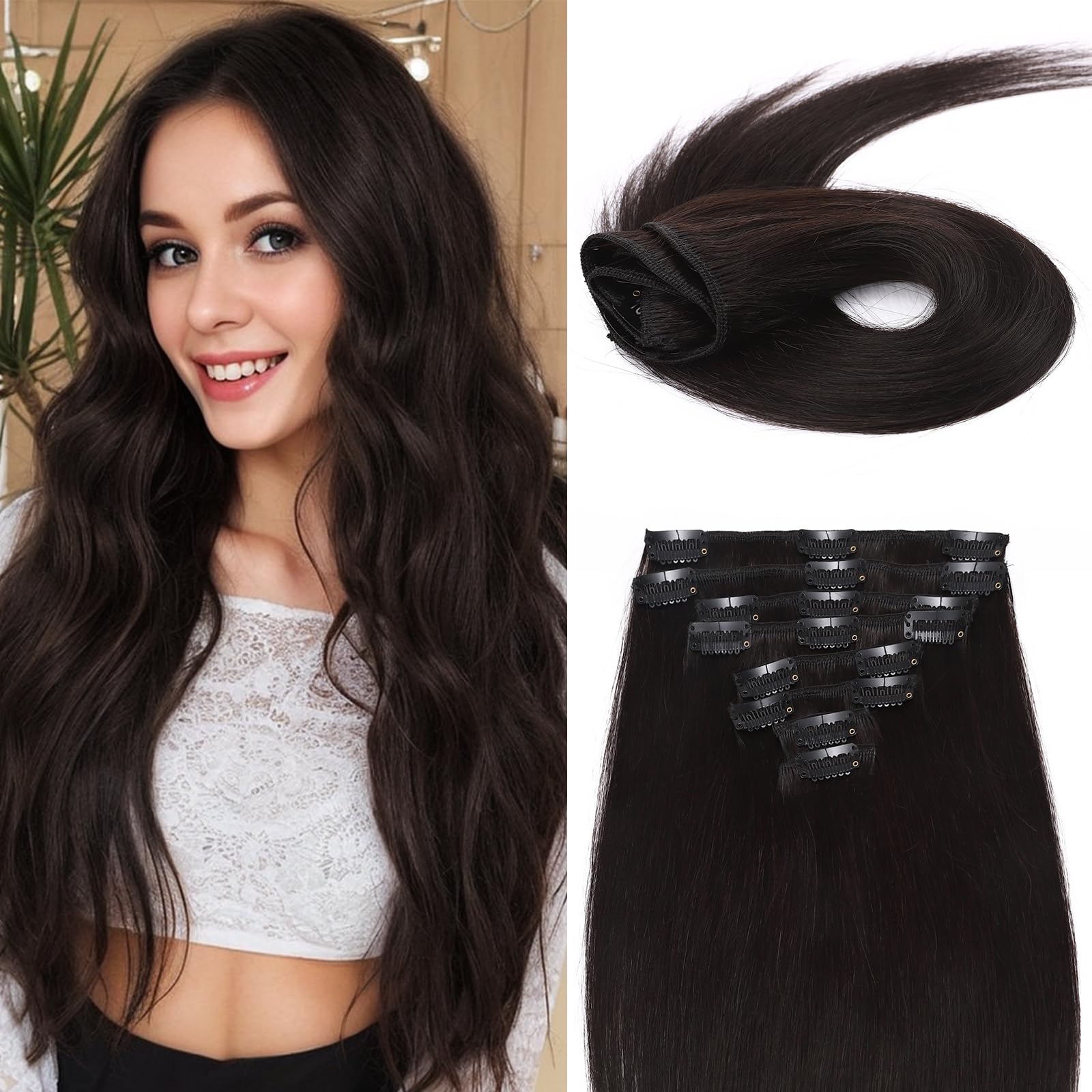 MY-LADY Clip In Hair Extensions 20 Inch Real Human Hair - 8pcs Remy Hair Extensions #12/613 Light Brown Bleach Blonde - 105g Silky Straight Hair Clip Ins for Women - Perfect for Daily Wear, Parties & Special Occasions