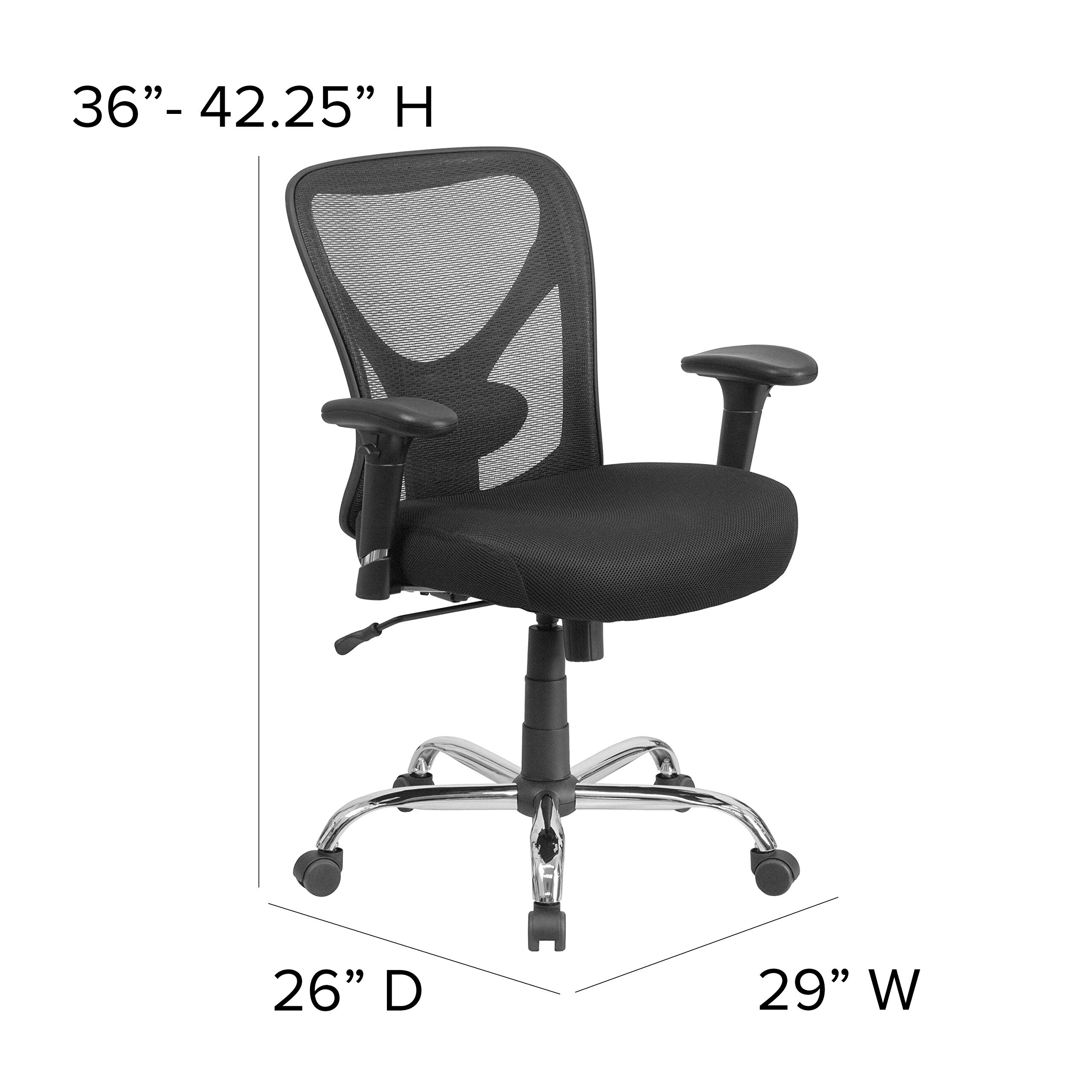 400 lb. Heavy Duty Big & Tall Black Mesh Office Chair with Adjustable Height & Ergonomic Back Support - Perfect for Long Hours Sitting in Home Office or Workspace