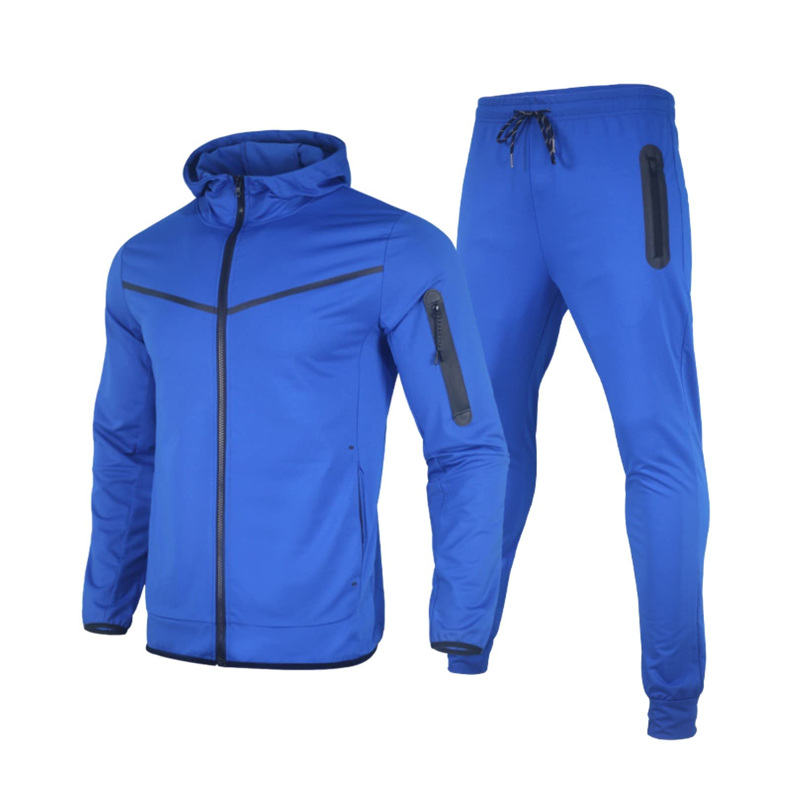 Blandoom Men's Fleece Tracksuit Set - Grey Zip Up Hoodie & Cuffed Joggers, Athletic Training Suit for Gym, Running & Casual Wear | Men's Activewear Jacket & Pants Outfit