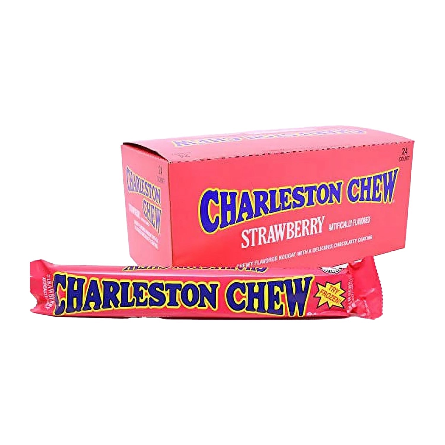 Charleston Chew Strawberry Flavor Candy Bars | 24 Count Bulk Pack - Perfect for Parties, Snacking & Halloween Treats