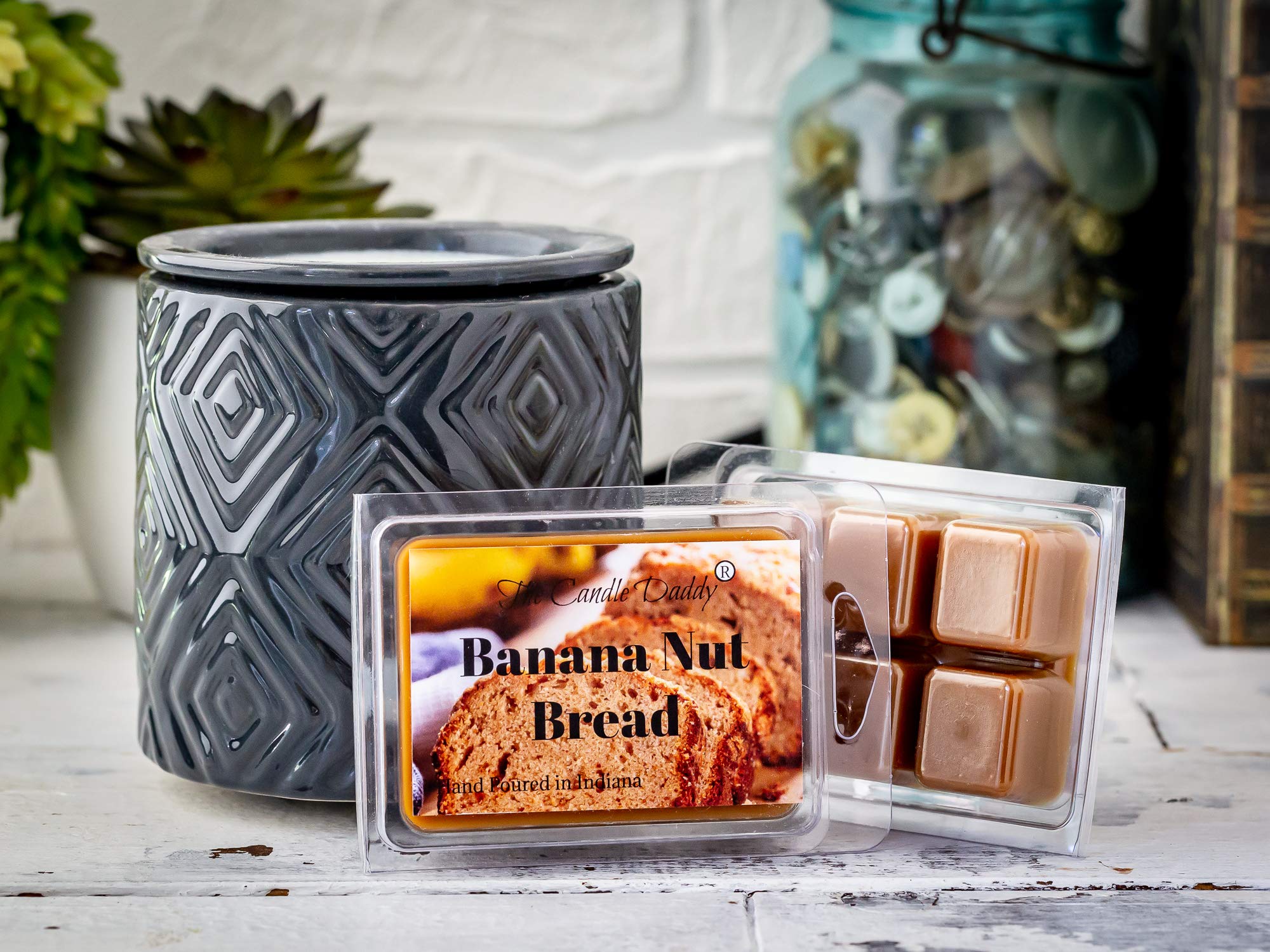 Banana Nut Bread Scented Wax Melts - 2oz (6 Cubes) - Strong Fragrance for Home & Office - Perfect for Wax Warmers, Gifts & Aromatherapy