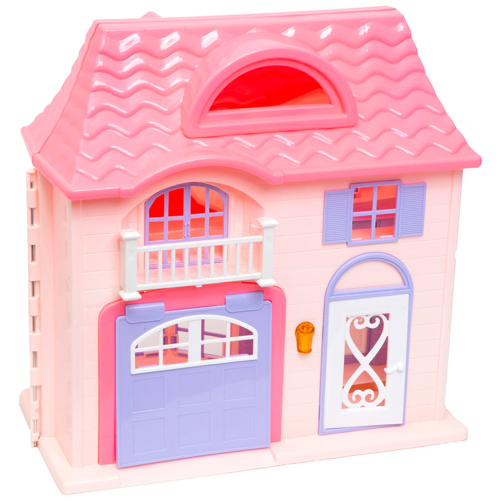 Boley Pink & Purple Doll House Playset - 16pc with 3 Family Dolls for Kids Ages 3+ | Pretend Play, Role Playing & Imaginative Fun for Toddlers & Preschoolers