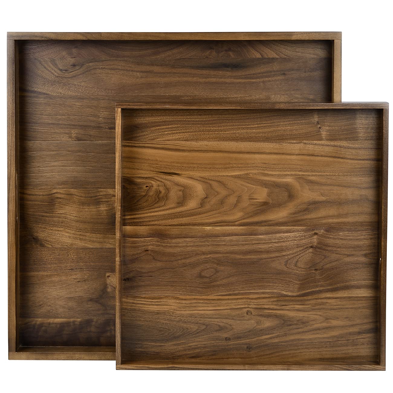 24x24 Inches Black Walnut Extra Large Ottoman Tray - Solid Wood Serving Tray with Handles for Coffee Table, Ottoman & Living Room - Perfect for Entertaining, Decor & Organizing