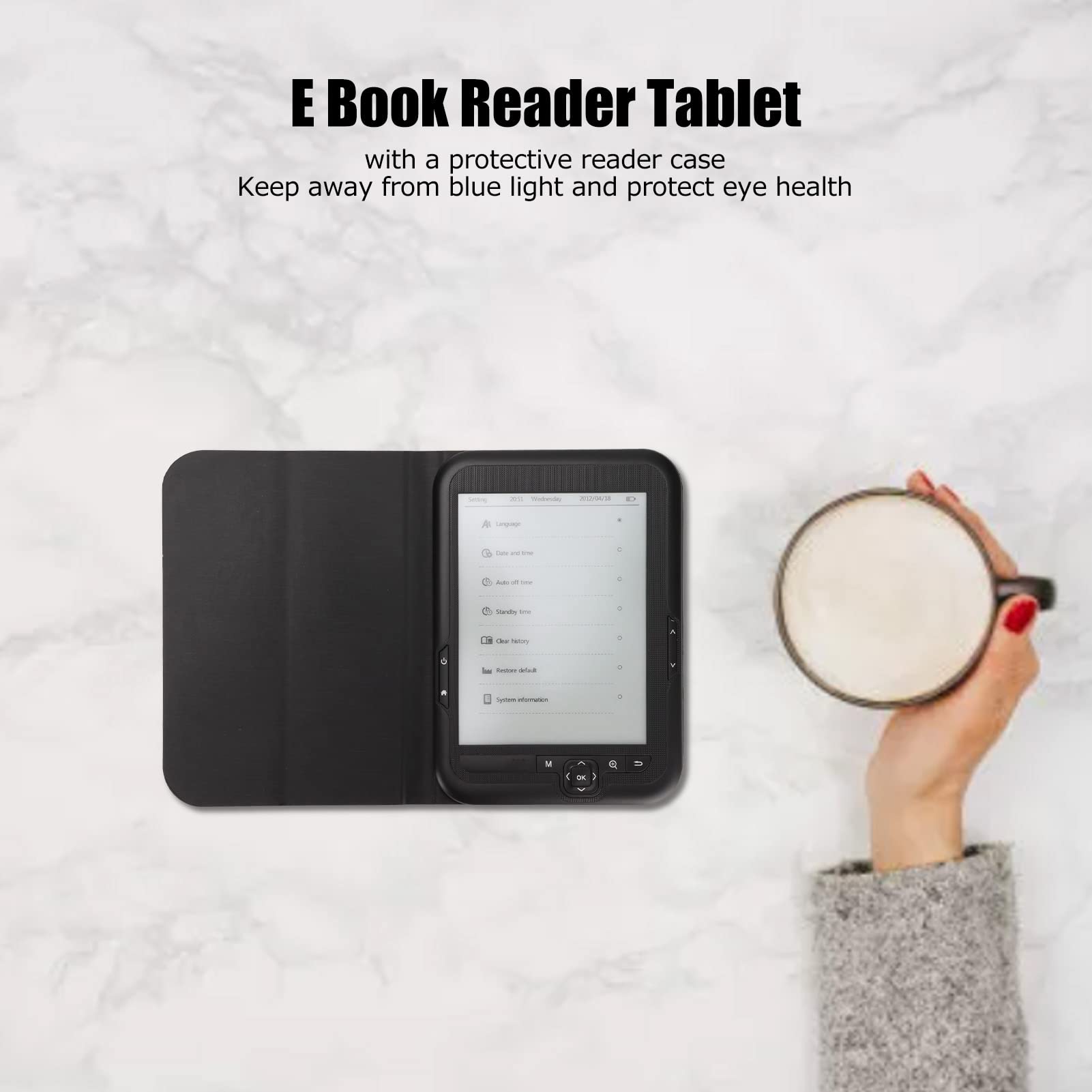6in E-Reader with HD Ink Screen - 800x600 Resolution, Eye Protection, 8GB Storage & FM Music Playback - Perfect for Reading, Studying & Traveling