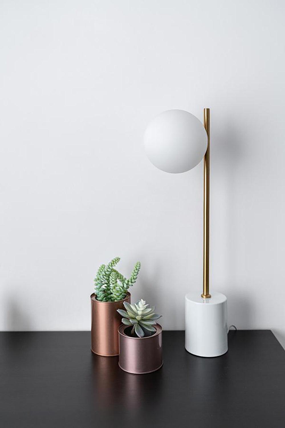 Modern Sphere & Stem Table Lamp - Adjustable LED Desk Light for Home Office, Bedroom, and Living Room - Perfect for Reading, Working, and Ambient Lighting
