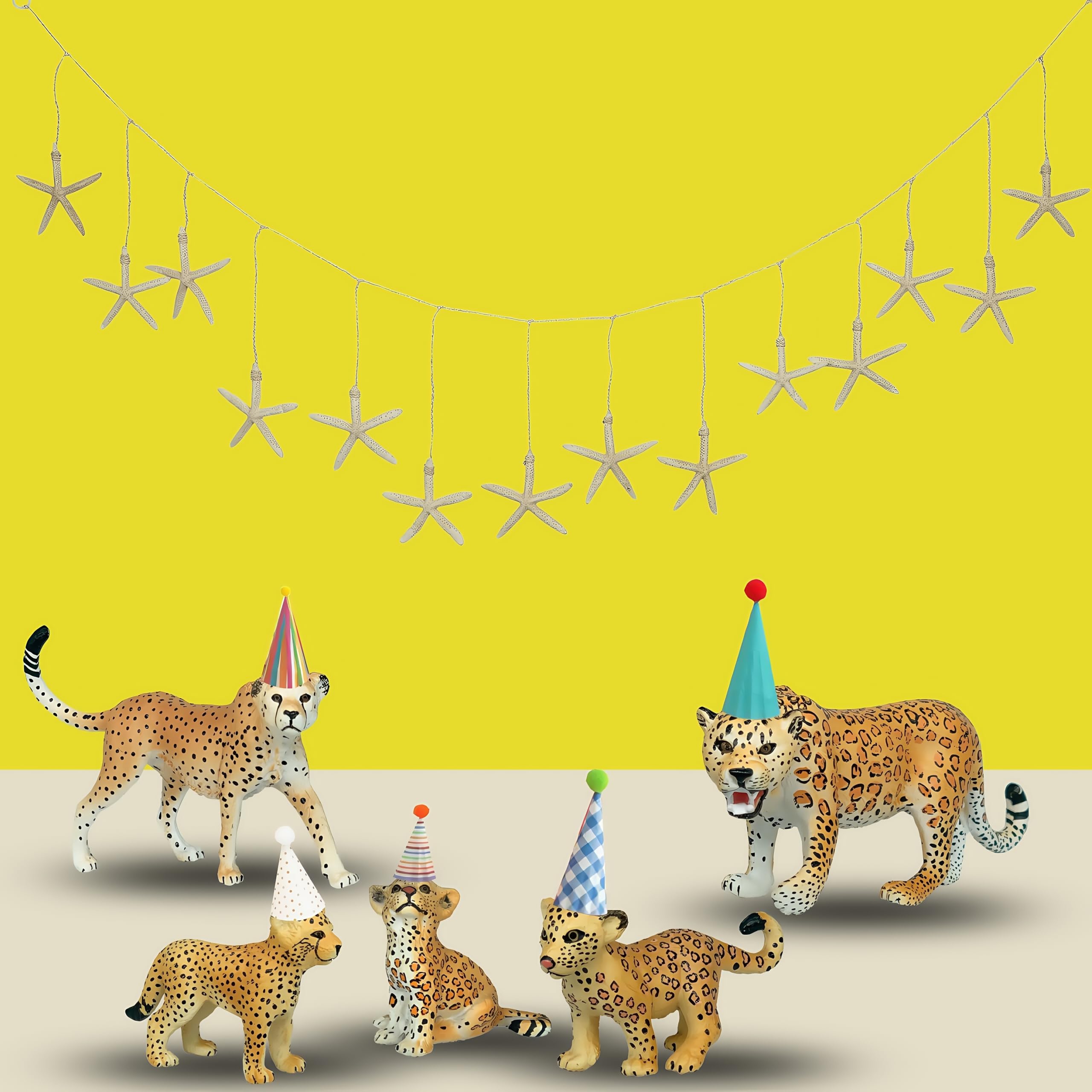 Gemini & Genius Jaguar Toy Set - 5Pcs Safari Animal Figures Including Cheetah & Leopard Family, Realistic Wildlife World Models for Kids | Perfect as Birthday Cake Toppers, Party Favors, Educational Play or Christmas Gifts