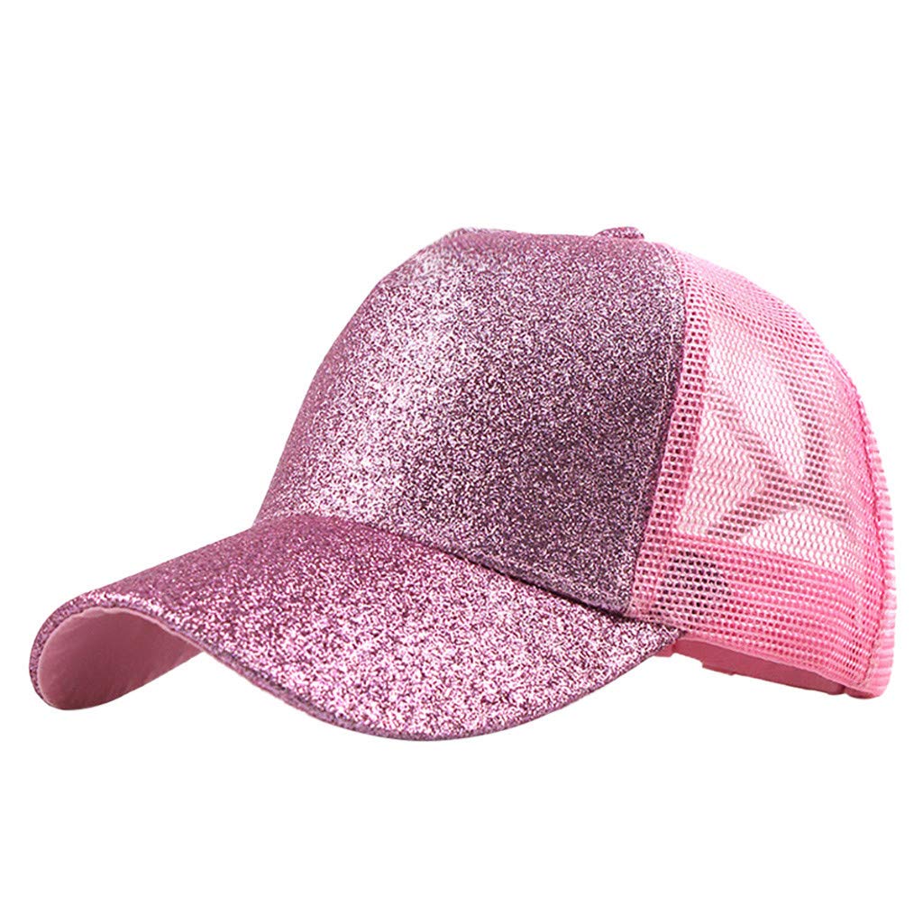 Glitter Unisex Baseball Cap with Ponytail Hole - Adjustable Trucker Hat for Women & Men - Stylish Hard Hat for Outdoor, Sports, and Casual Wear