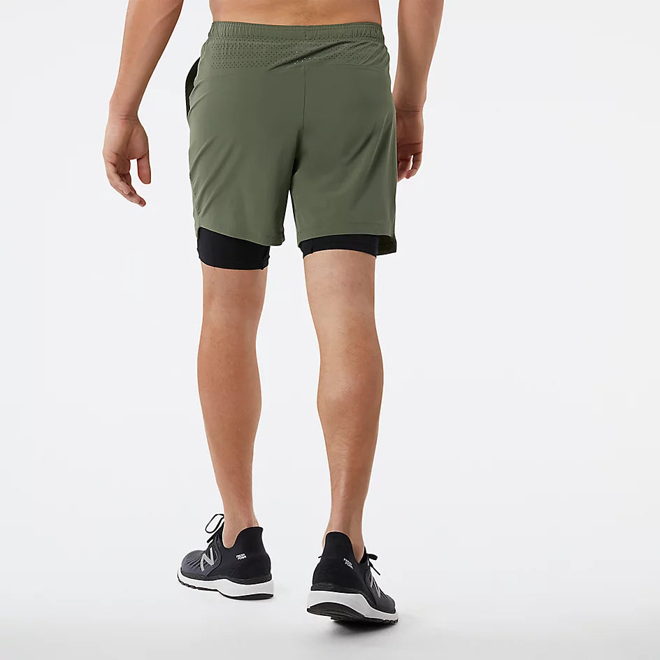 New Balance R.W. Tech 7 Men's 2-in-1 Running Shorts with Built-in Liner - Lightweight & Breathable for Gym Workouts, Jogging, and Outdoor Sports