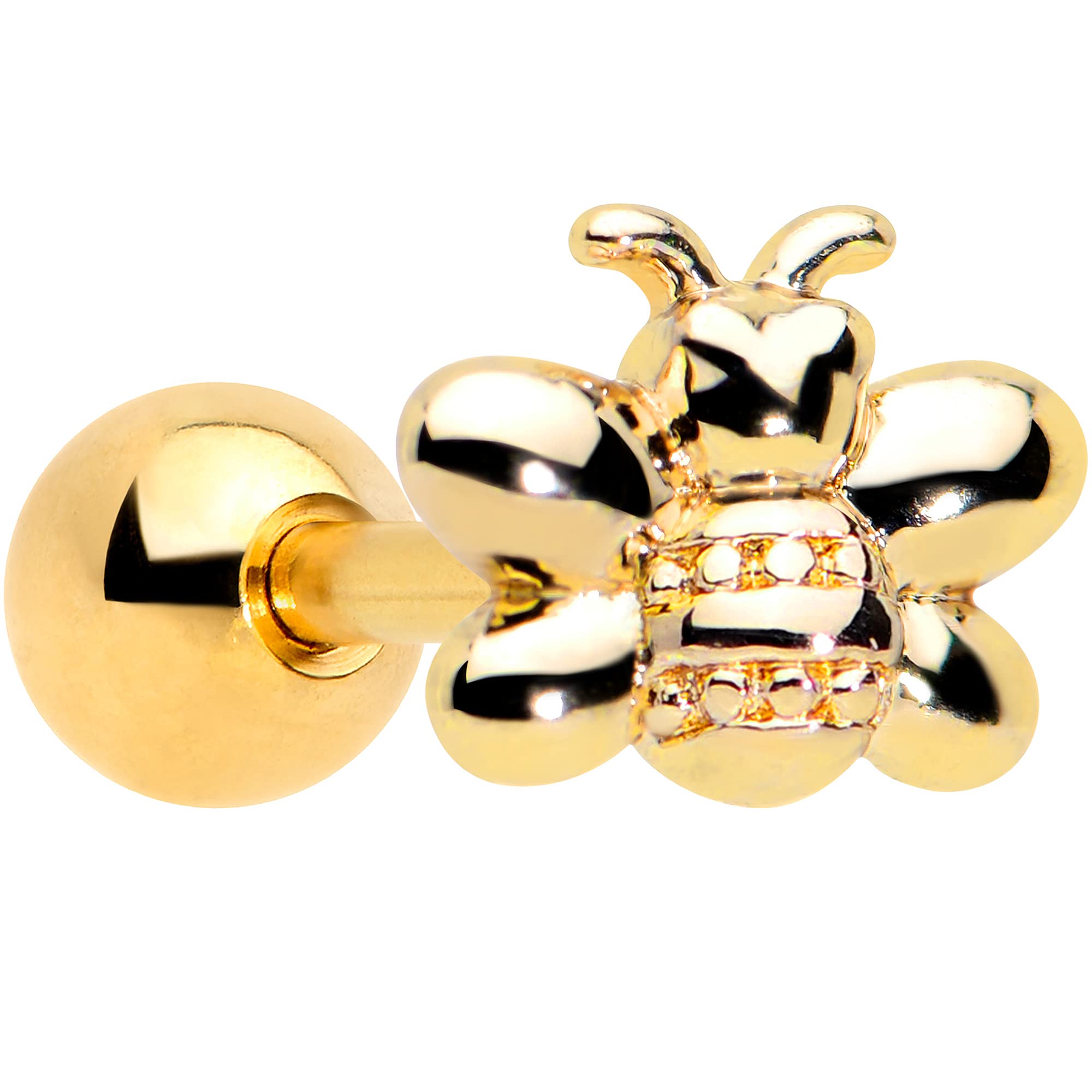 16G Stainless Steel Bee Cartilage Earrings for Women - PVD Coated Helix & Tragus Piercing Jewelry (1/4