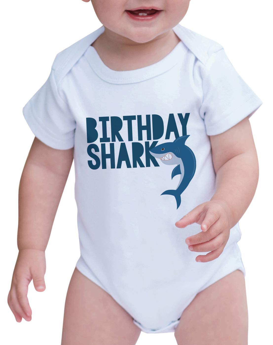 7 Ate 9 Apparel Kids Birthday Shark Romper - Cute Baby Shark Outfit for Boys & Girls Birthday Party, Photo Shoot, Halloween Costume