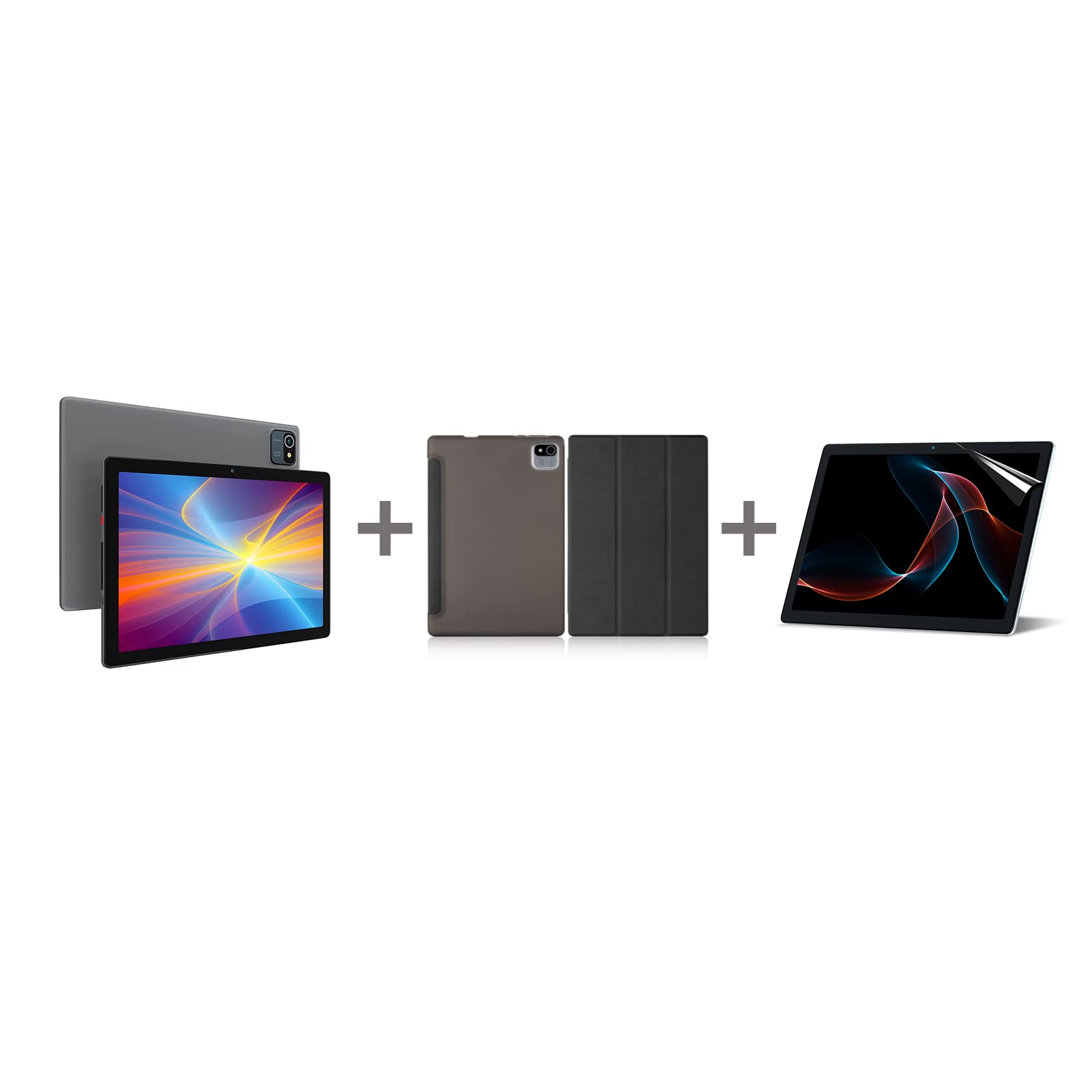 10.1 Inch Android 10 Tablet Bundle with Case & Screen Protectors (3-Pack) - Perfect for Work, School & Entertainment | Fast Performance, HD Display, Long Battery Life
