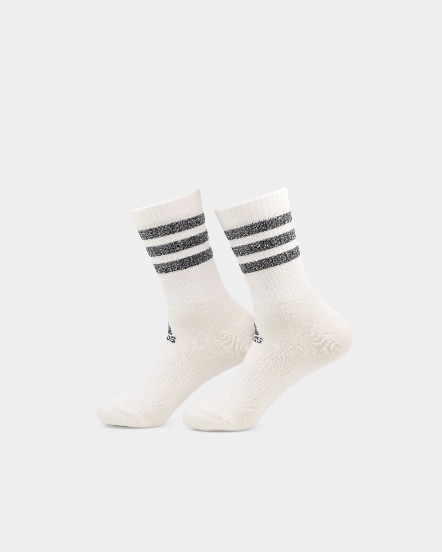 Adidas Women's 3 Stripe Glam Crew Socks 3-Pack (White/Black/Wild Pink/Grey) - Comfortable Athletic Socks for Running, Gym & Casual Wear