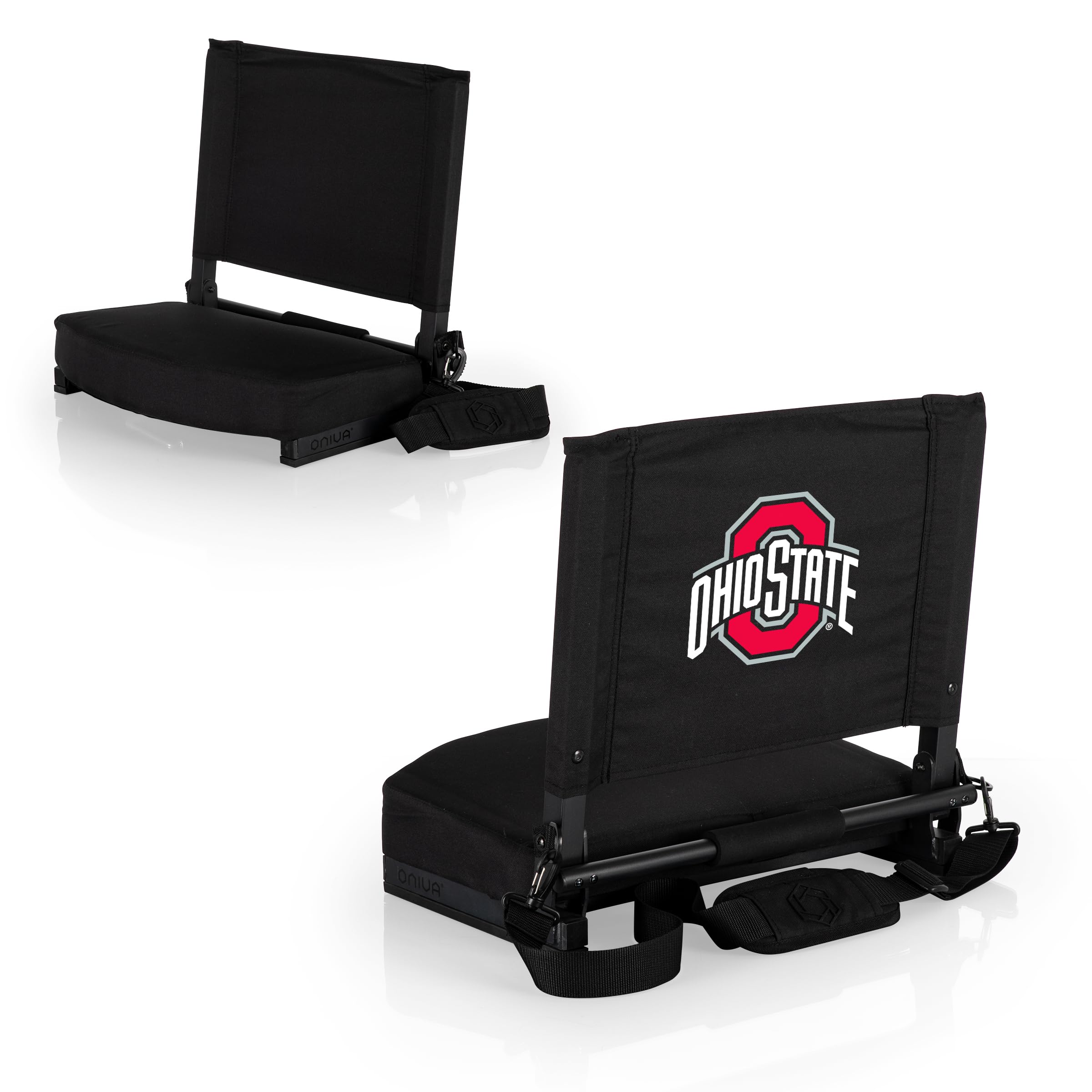PICNIC TIME NCAA Georgia Bulldogs Gridiron Stadium Seat - Lightweight Portable Folding Chair for Bleachers & Benches (Black) - Perfect for Football Games, Tailgating, Camping & Outdoor Events