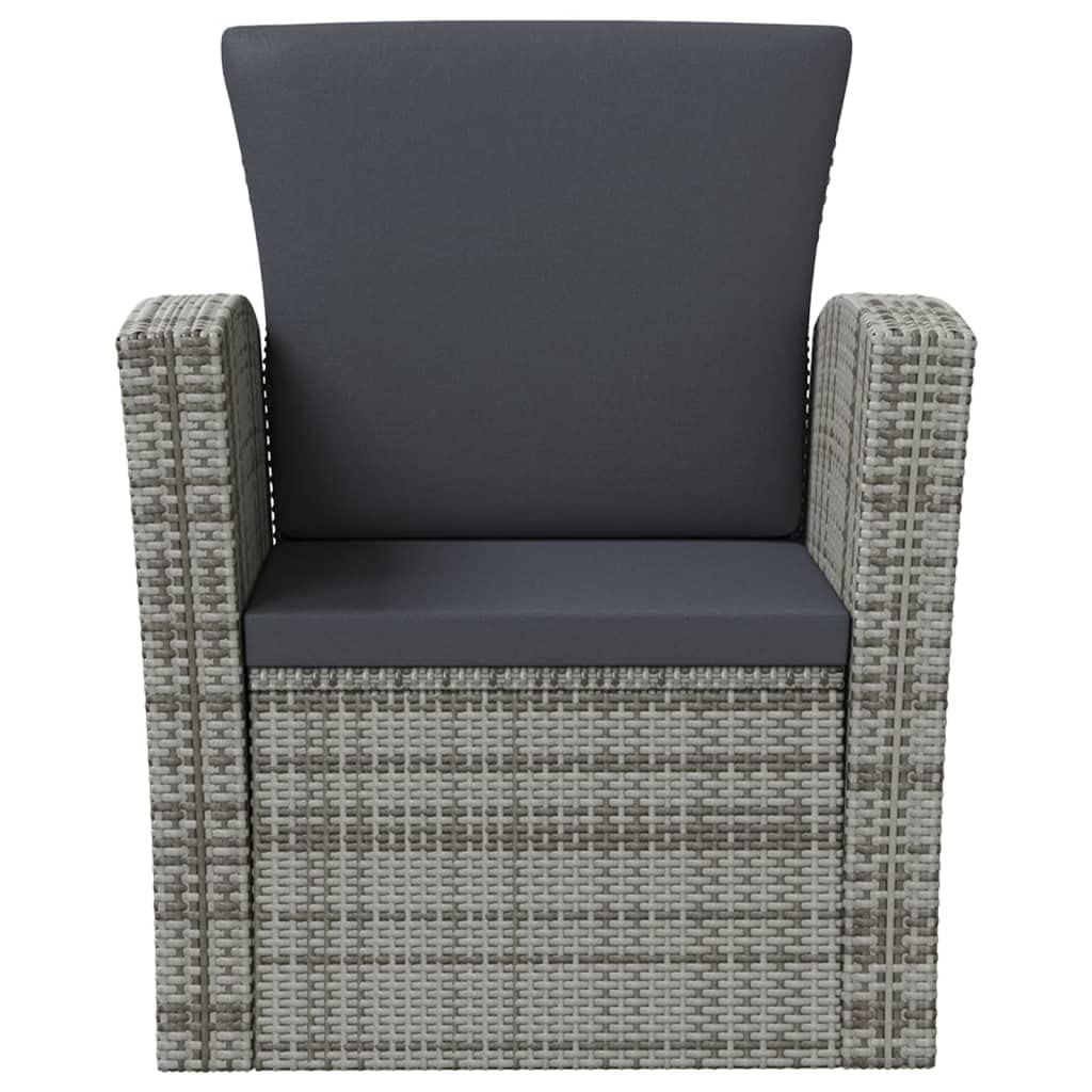 vidaXL 8-Piece Gray Patio Lounge Set with Cushions - Poly-Rattan Outdoor Furniture with Glass Tabletop - Easy Assembly & Lightweight - Perfect for Garden, Poolside & Backyard Relaxation