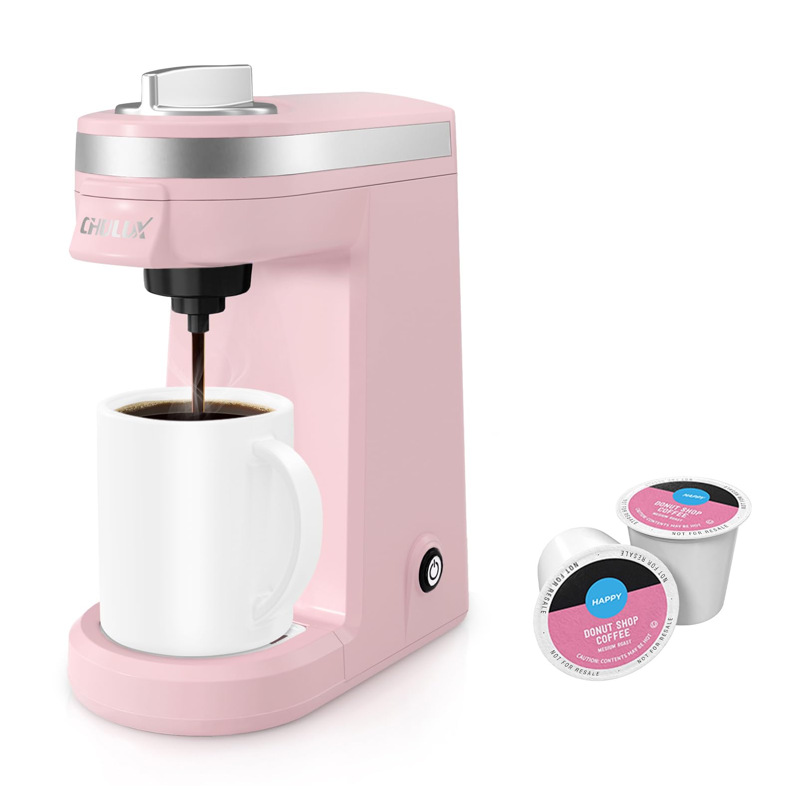 CHULUX 2-in-1 Mini Travel Coffee Maker - Compatible with K-Cups & Ground Coffee, Single Serve Coffee Machine for Espresso & Americano, Compact Pod Brewer for Home, Office & Travel - Dusty Rose | Perfect for Small Spaces, Camping & Dorm Rooms