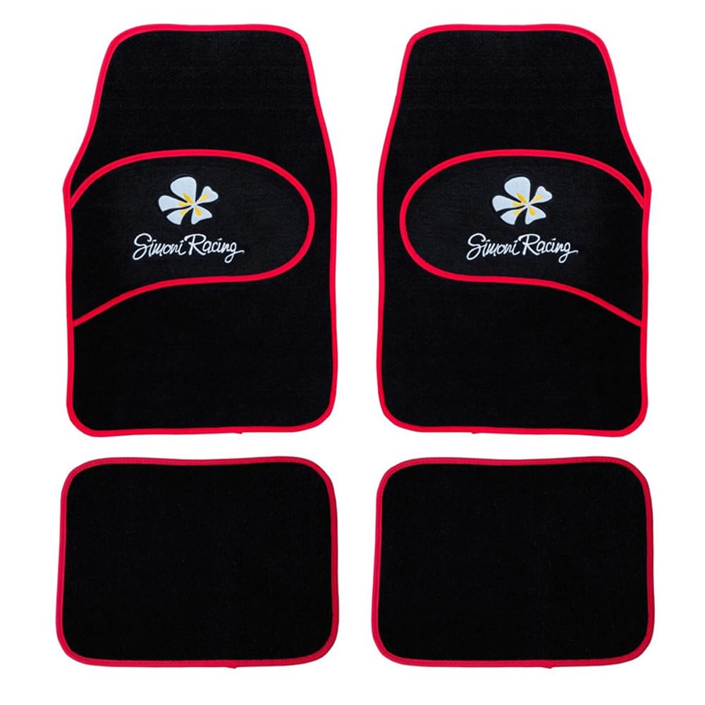 Universal Car Floor Mats with Daisy Red Flower Design - 4-Piece Set for Sedans, SUVs & Trucks - Waterproof & Non-Slip Auto Accessories for Everyday Driving & Road Trips