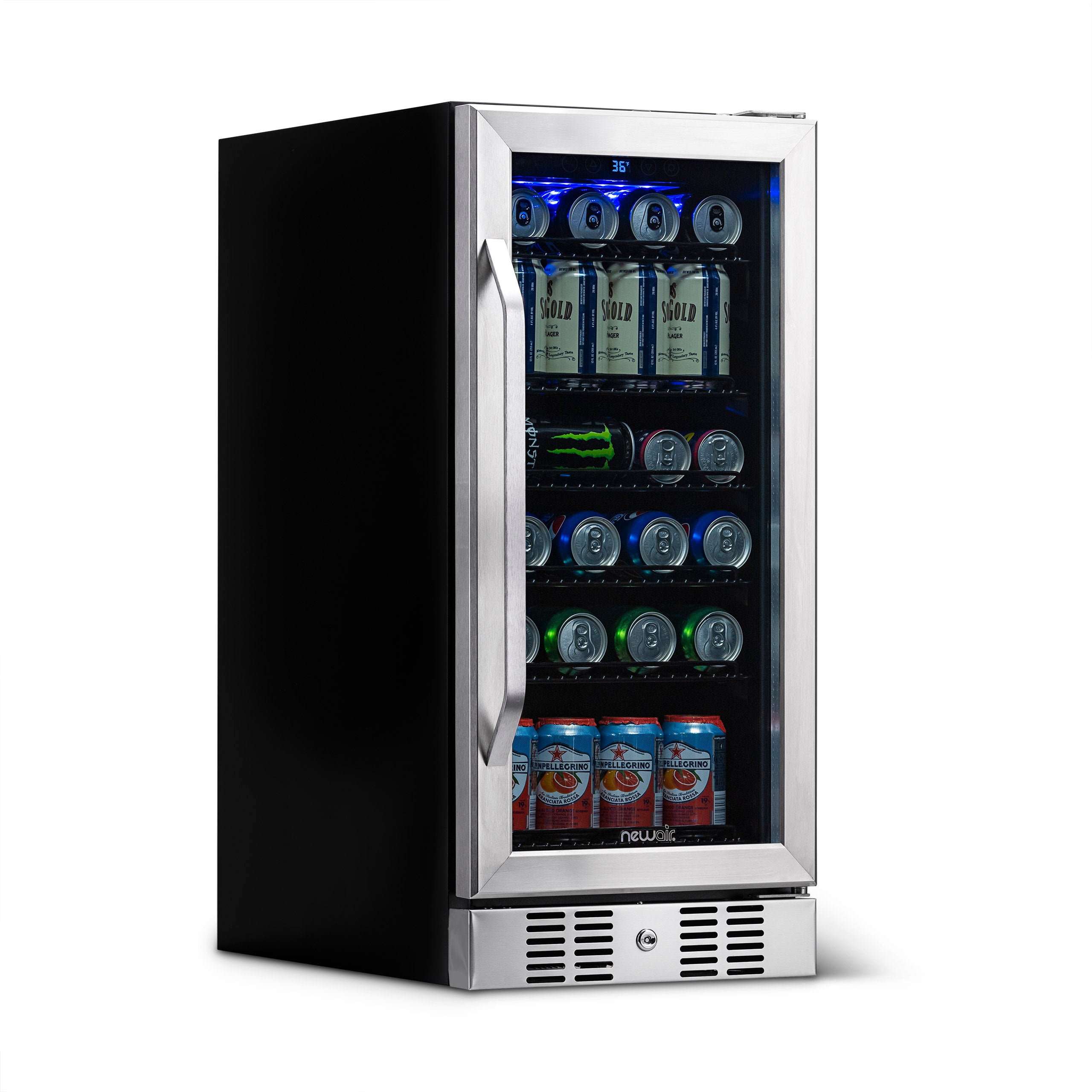 Newair® 96 Can Built-In Stainless Steel Beverage Refrigerator - Perfect for Home Bars, Office, and Entertaining Spaces