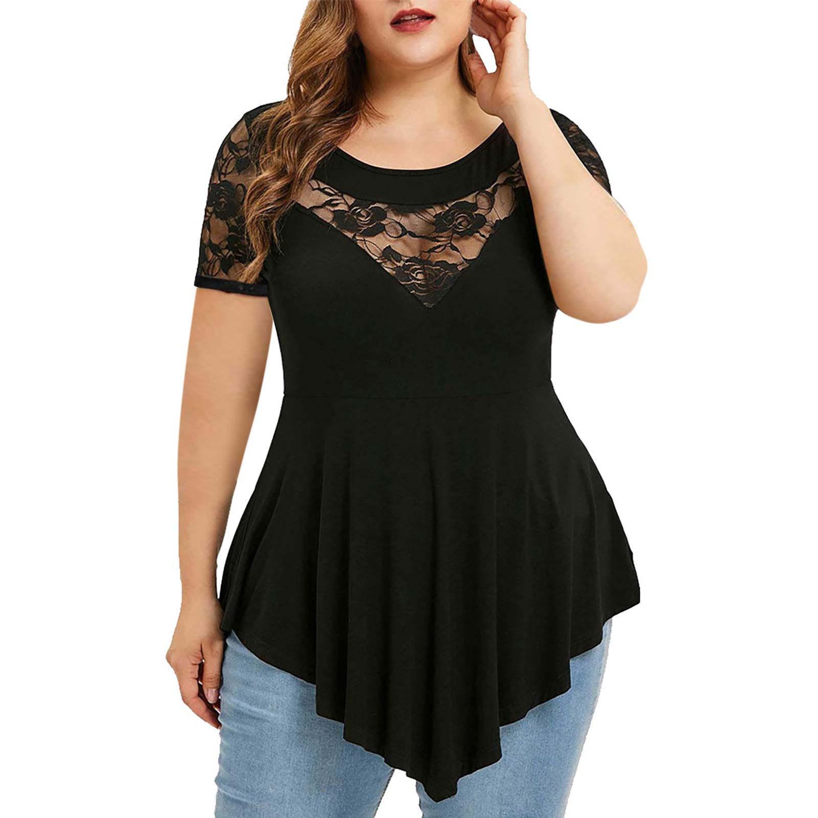 Trendy Plus Size Summer Tops for Women - Casual Asymmetric Workout Shirts for Gym & Outings