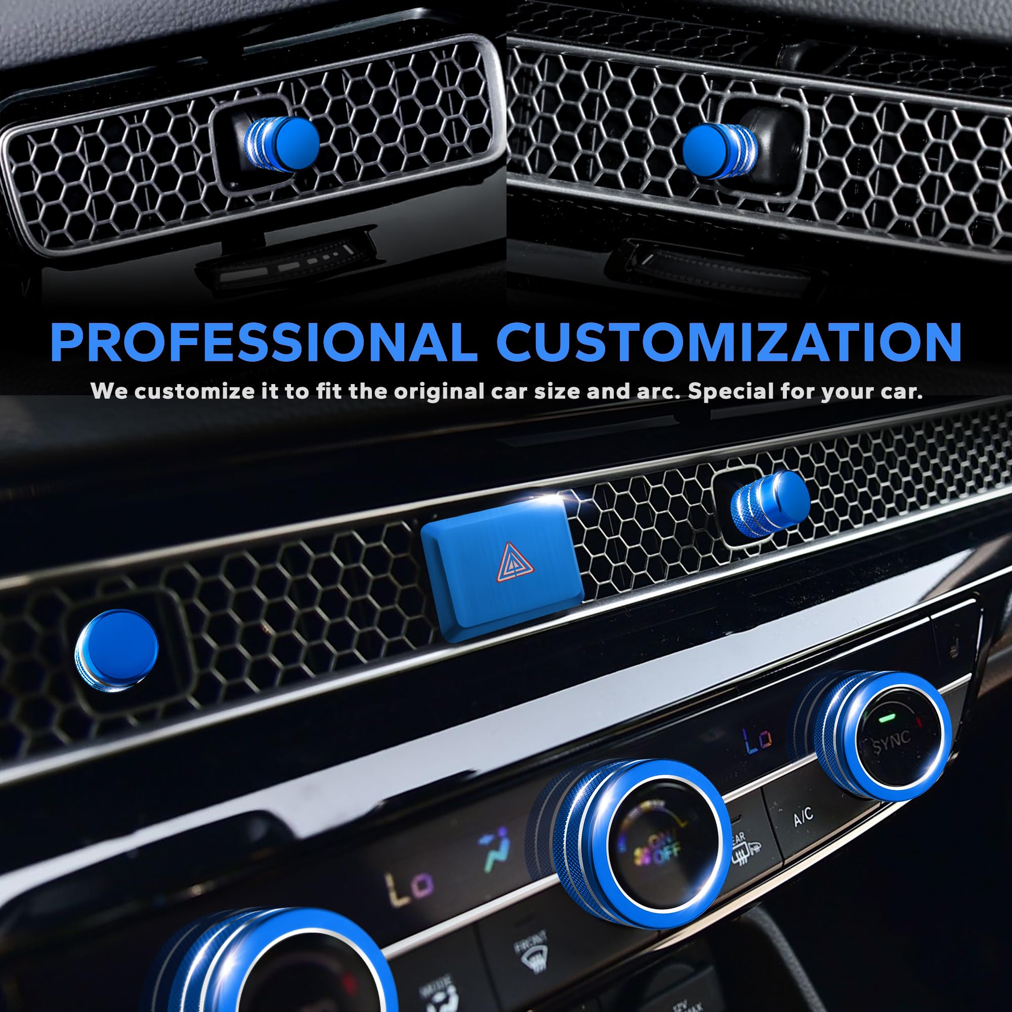 Premium Car Interior Accessories Kit for Honda Civic 2022-2025, CR-V 2023-2025 & Acura Integra 2023-2025 - 11-Piece A/C Vent Cover, Radio Knob & Push Start Button Protector Set (Blue) | Perfect for Customization & Interior Protection