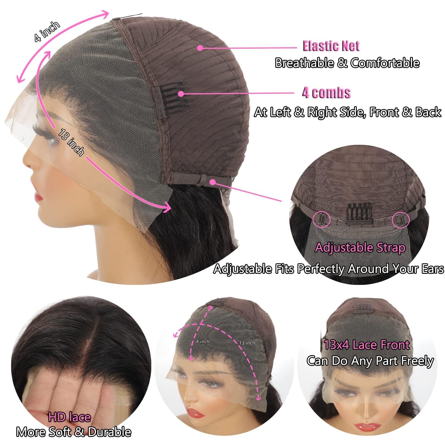 13x4 HD Transparent Lace Front Wigs Human Hair with Baby Hair & Bleached Knots | 180% Density Deep Wave Frontal Wig | Glueless Human Hair Wigs for Women | Natural Color 28 Inch | Perfect for Daily Wear, Parties & Special Occasions