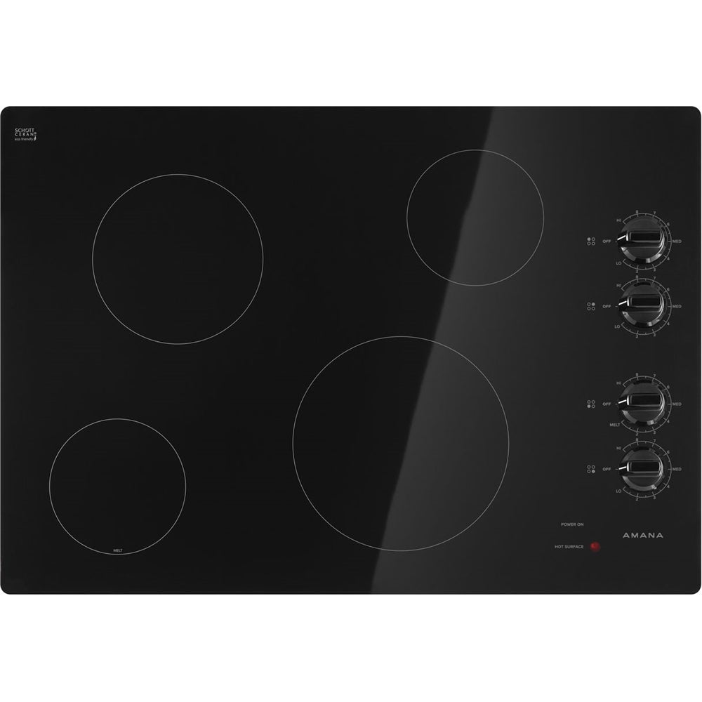 Amana AEC6540KFB 30 Inch Black Electric Cooktop with 5 Burners & Multiple Power Settings - Perfect for Modern Kitchens, Home Cooking & Entertaining