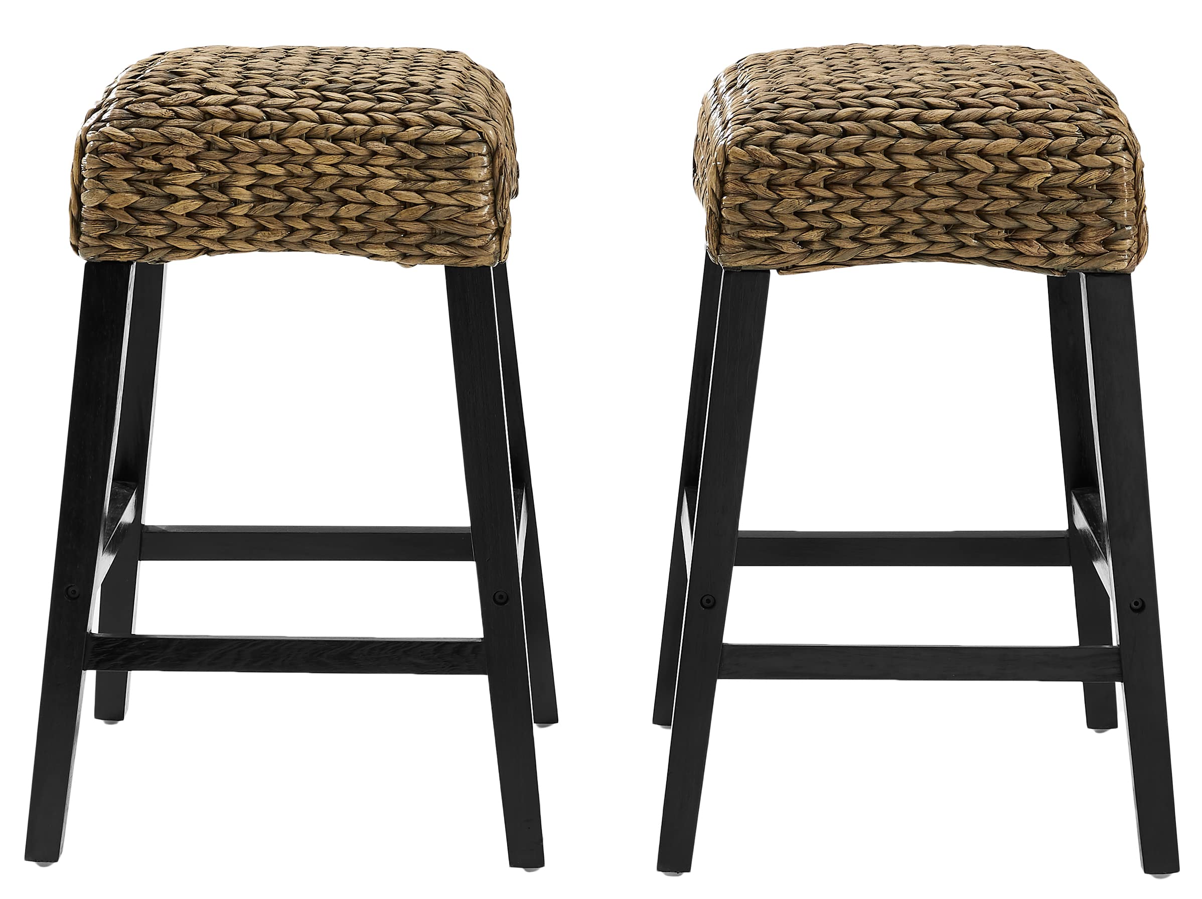 Crosley Edgewater Backless Counter Height Bar Stools Set of 2 - Natural Rattan & Seagrass Handwoven Stools for Kitchen Island, Breakfast Nook & Home Bar Decor