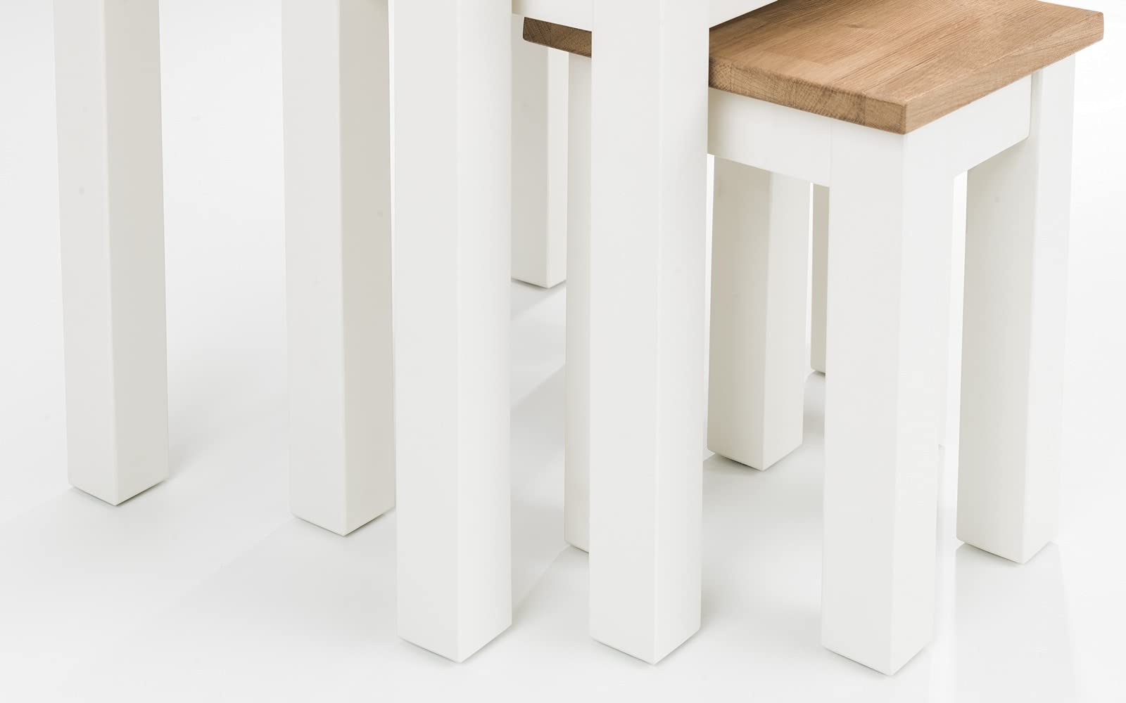 Coxmoor Nest of 3 Tables - White & Oak Finish Coffee Side Tables for Living Room, Bedroom & Office