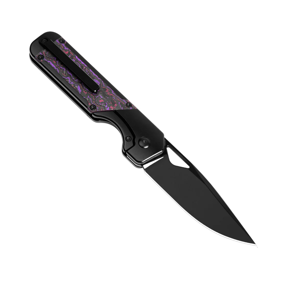 Kizer Ki3634A2 Militaw Frame Lock Folding Knife - S45VN DLC Coated Blade, Purple Haze Fatcarbon & Titanium Handles - EDC, Outdoor, Camping, Survival Gear