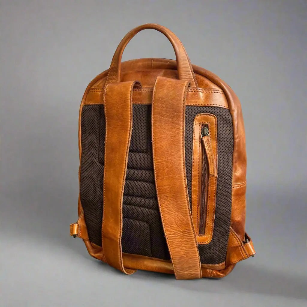 Two Strap Adjustable Leather Backpack for Men & Women - Durable Travel Laptop Bag for Work, School & Outdoor Adventures