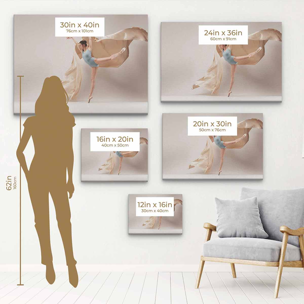 Elegant White Ballerina Wall Art Canvas Painting - Perfect for Home Decor, Bedroom, Living Room & Dance Studio Aesthetic