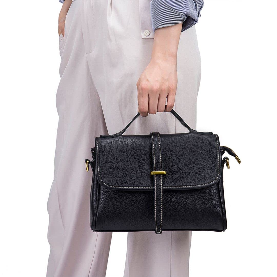 Stylish Medium Crossbody Bags for Women - Genuine Leather Shoulder Handbag - Casual Messenger Purse (Black) - Perfect for Work, Travel & Everyday Use