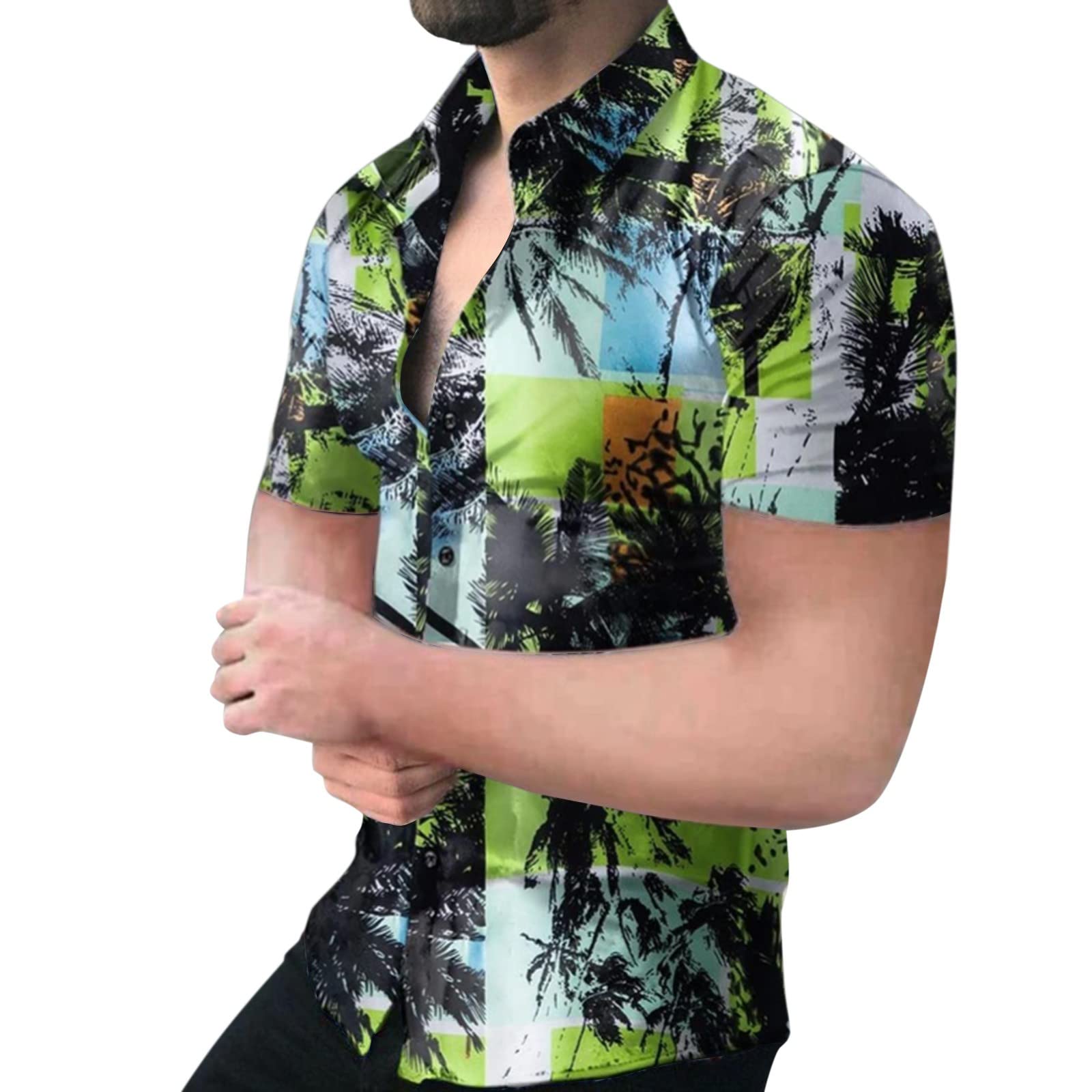 XXBR 2022 New Men's Hawaiian Shirts | Short Sleeve Button Down Casual Shirt with Splash-Ink Graphic Print | Breathable Summer Shirt for Beach Vacation, Party & Outdoor Activities
