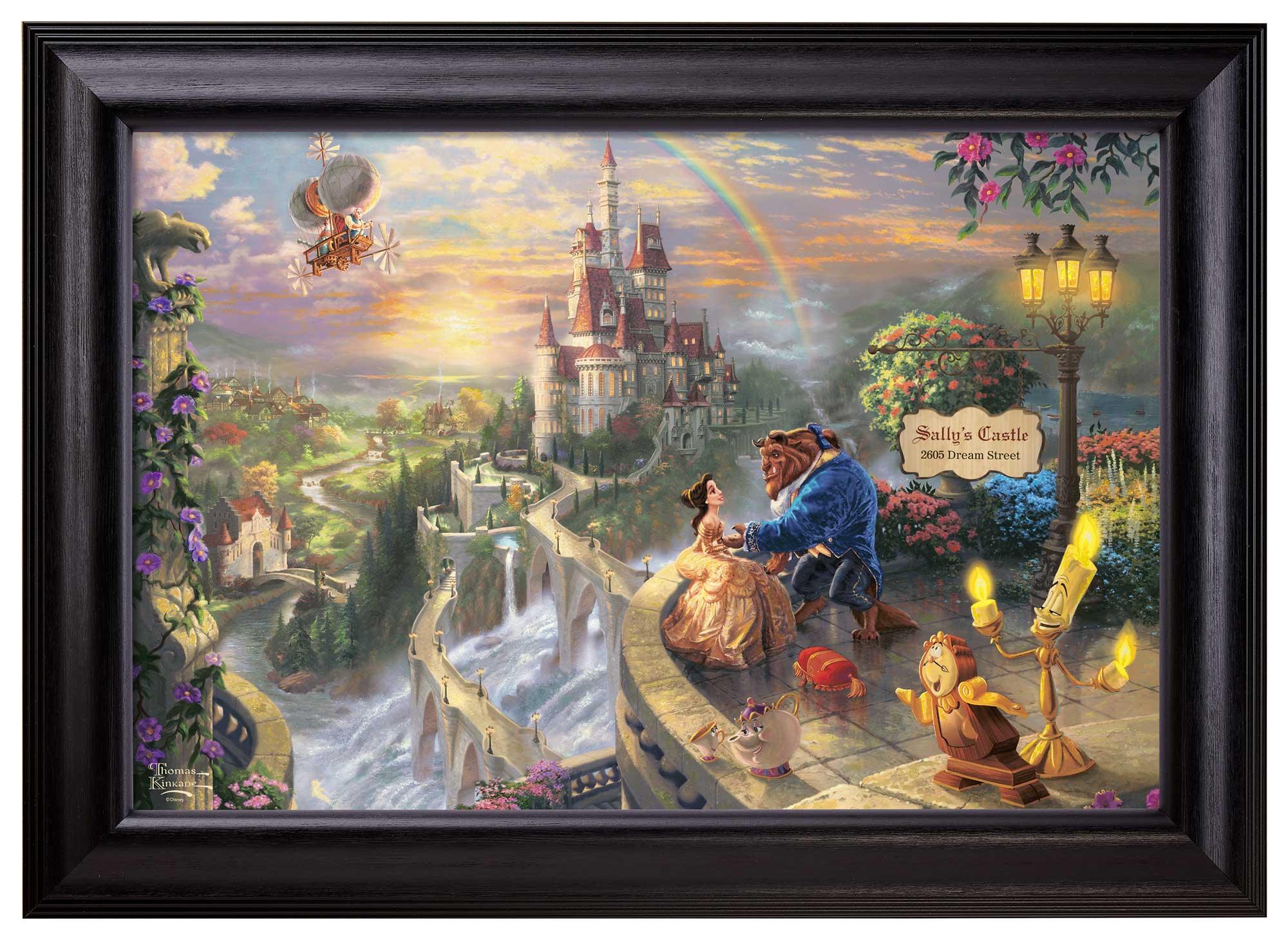 Disney Beauty and the Beast Falling in Love Personalized Framed Canvas Wall Art - Custom Name & Date - Perfect for Nursery, Bedroom Decor & Disney Gift