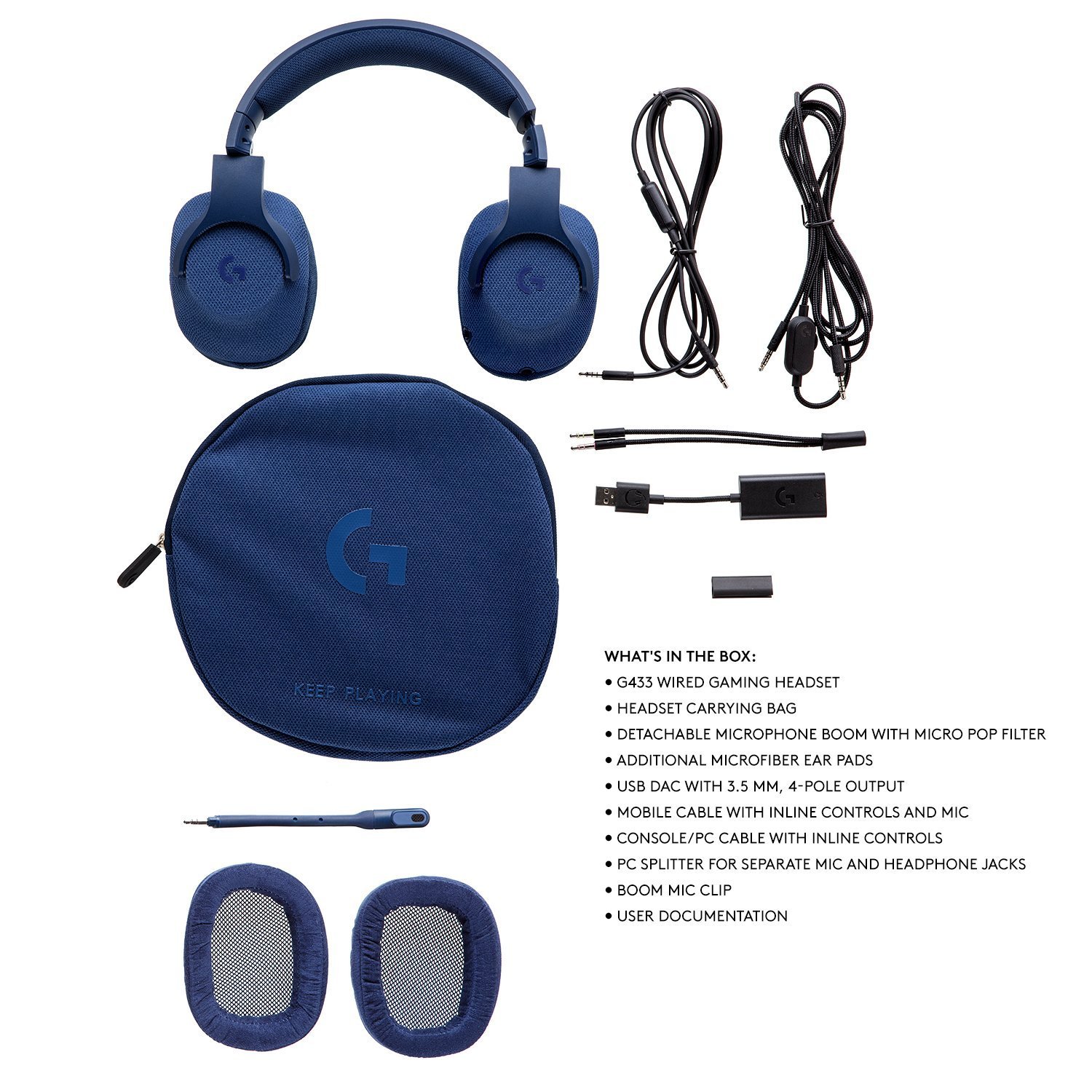 Logitech G433 7.1 Wired Gaming Headset with DTS Headphone:X 7.1 Surround Sound - Compatible with PC, PS4, PS4 Pro, Xbox One, Xbox One S & Nintendo Switch - Royal Blue (Renewed) - Perfect for Competitive Gaming & Immersive Audio Experience