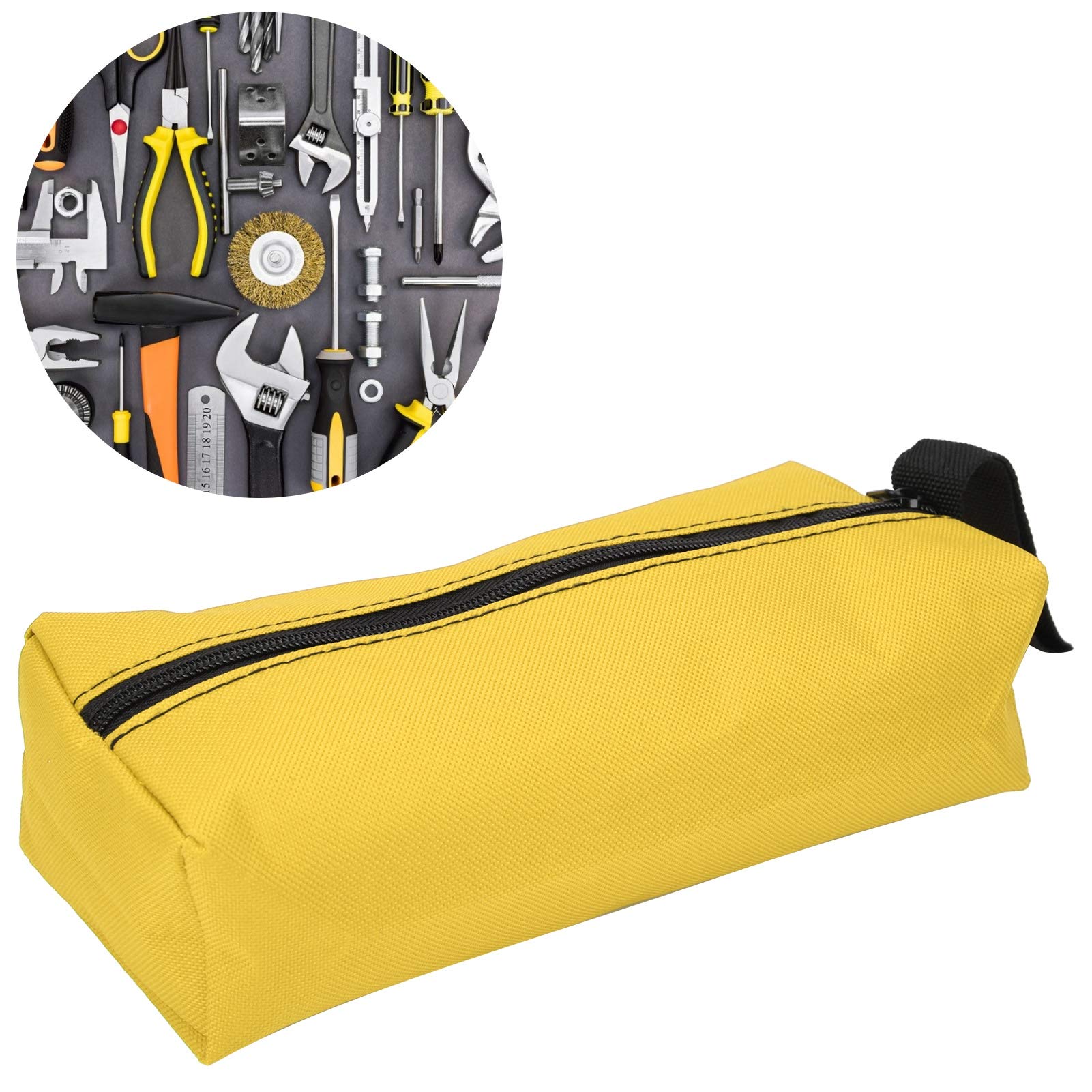 2Pcs 9.8x3.3x2.8in Small Tool Bag with Wristband - Durable Multi-Pocket Tool Pouch Organizer for Screwdrivers, Pliers, Nut Drivers - Portable Tool Storage for Electricians, Mechanics & DIY Projects (Yellow)