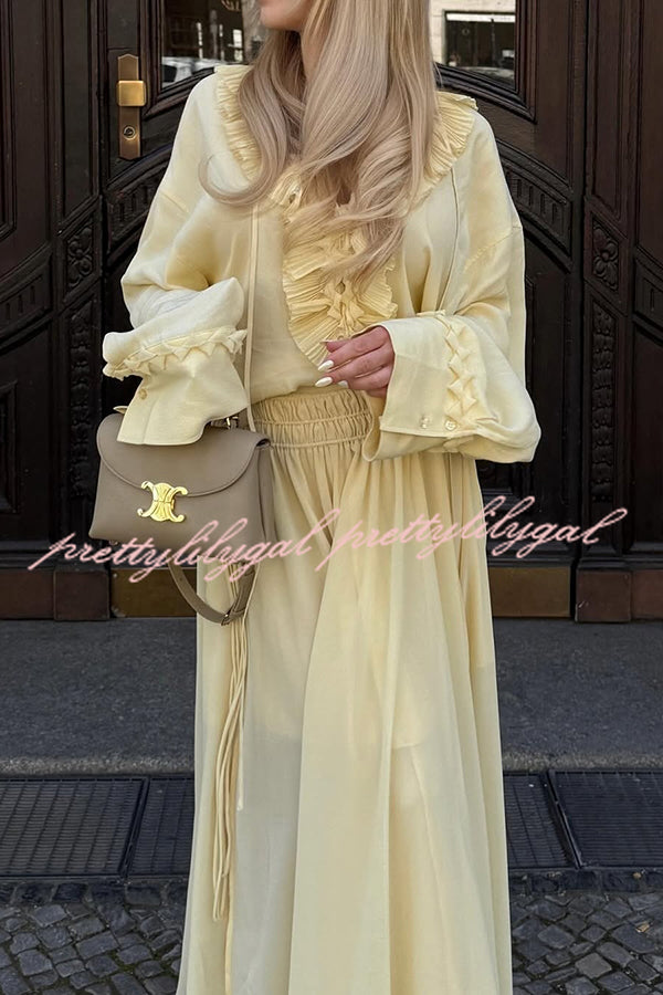 Breathable Solid Color Elastic Waist Drawstring Maxi Skirt for Women - Perfect for Summer, Beach, Travel & Casual Outfits