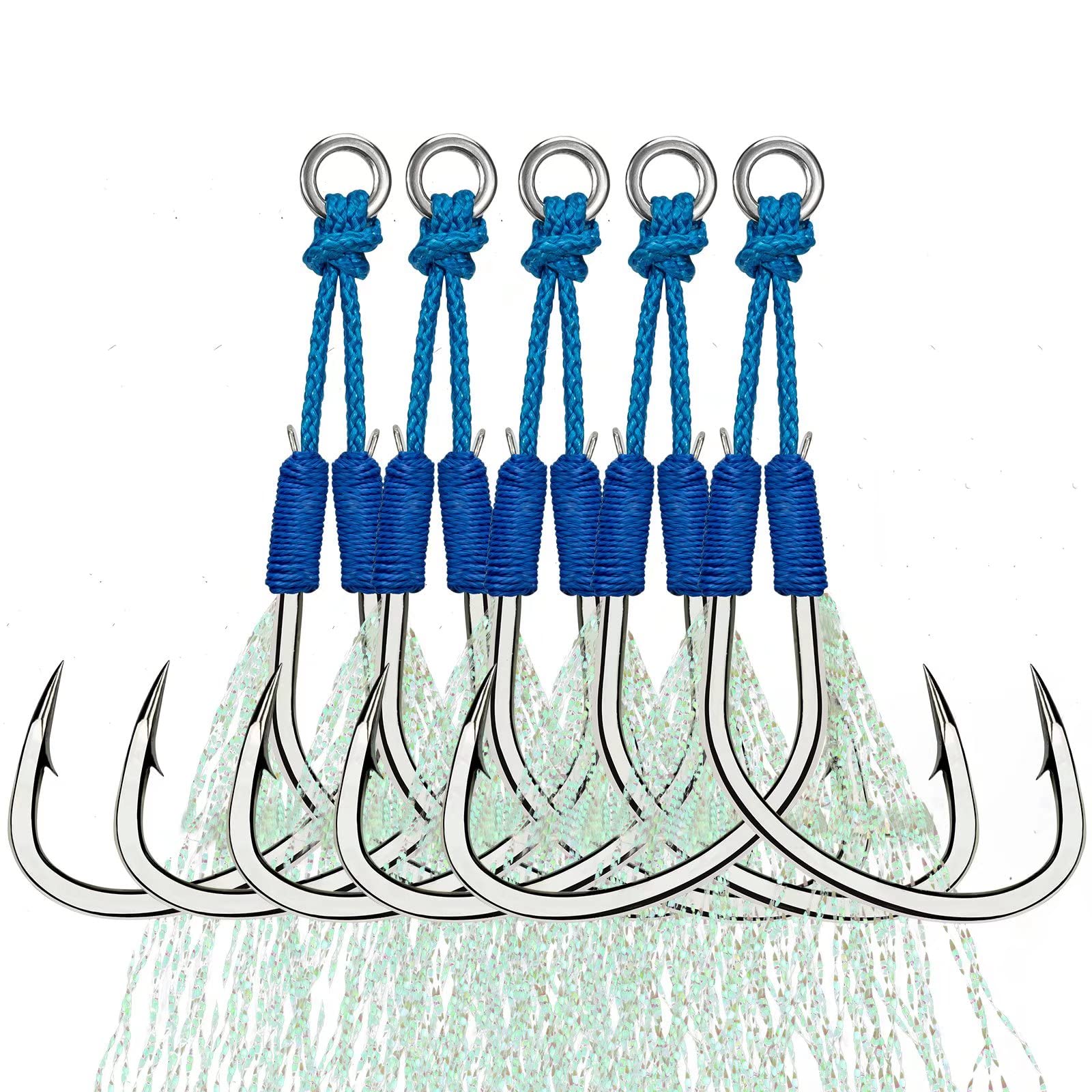 THKFISH Saltwater Fishing Assist Hooks - Double Stinger Jigging Hooks for Slow Pitch & Vertical Jigging Lures (5/15/20pcs) - Perfect for Deep Sea Fishing, Trolling and Saltwater Game Fish