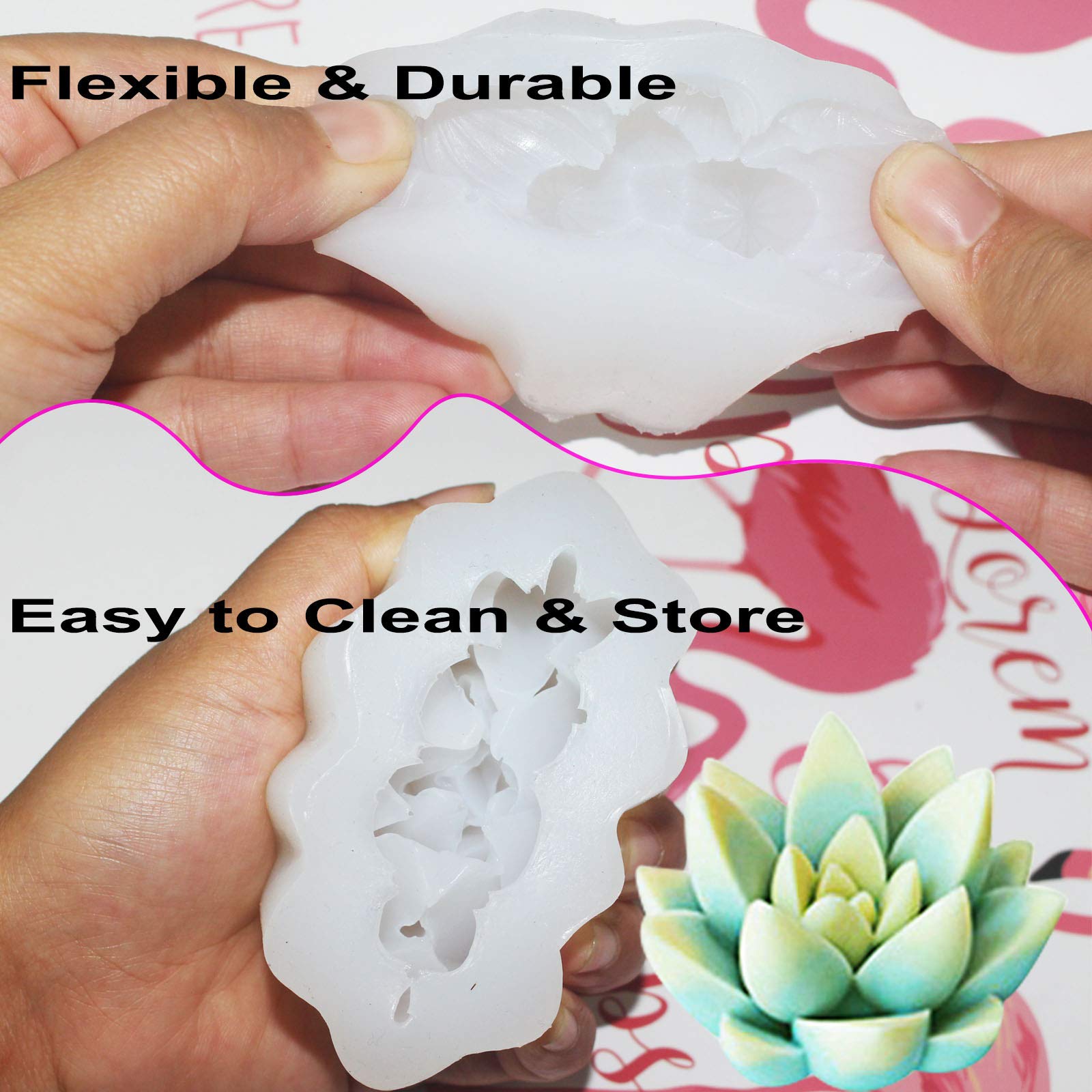 8-Piece Succulent Silicone Mold Set - Cactus Flower Resin Epoxy Casting Molds for DIY Cake Decorating, Candle Making & Polymer Clay - Perfect for Home Decor, Wedding Favors & Craft Projects