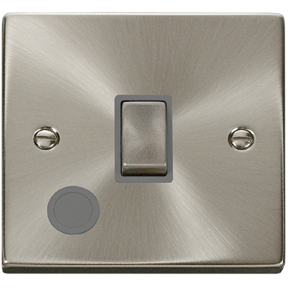 Click Deco Satin Chrome 20A Double Pole Switch with Flexible Cord - Modern Electrical Switch for Home, Office, and Commercial Use