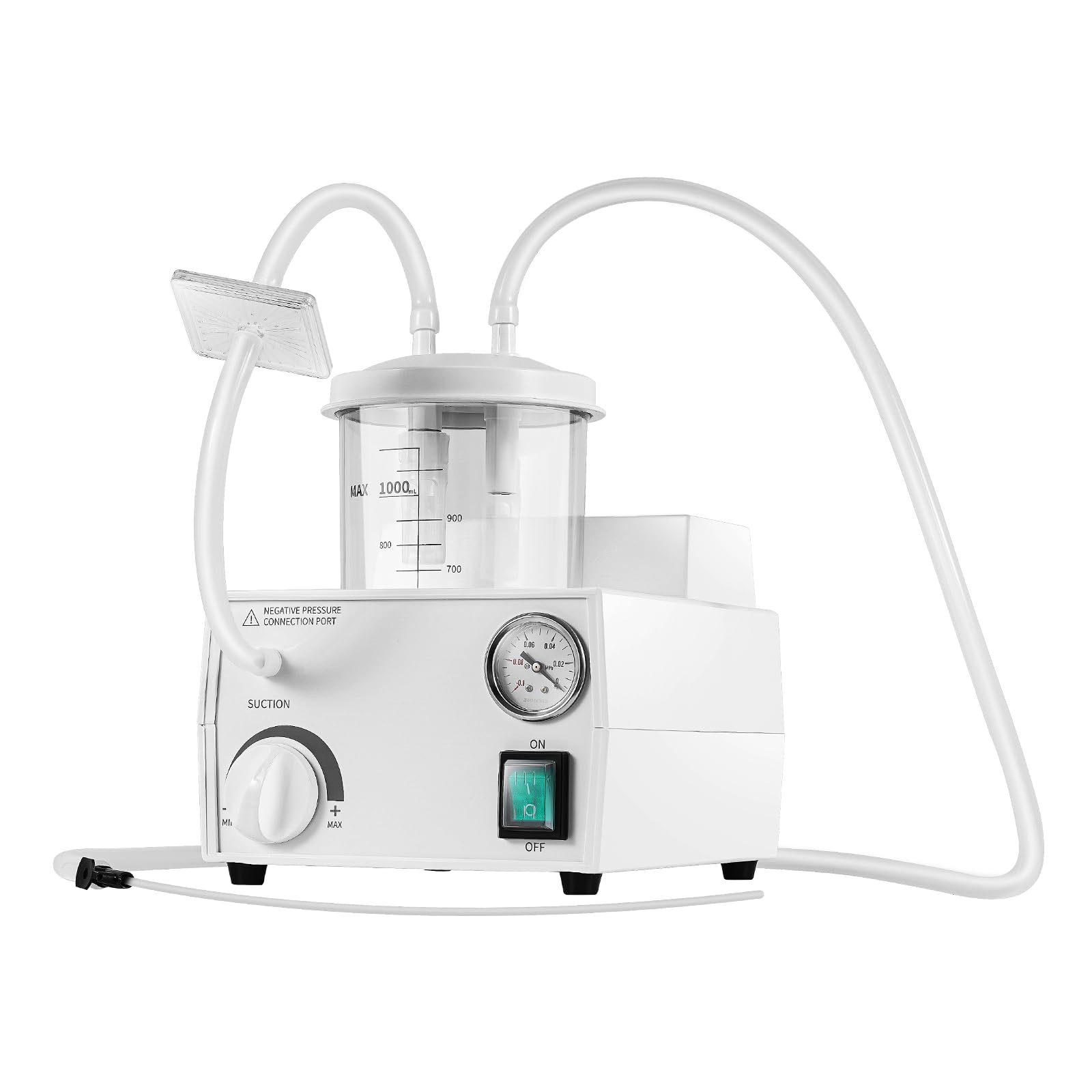 Portable Vacuum Suction Unit - 1000mL Veterinary Suction Machine for Home & Clinic Use - Compact 7.71x9.25x9.57in White Medical Device - Ideal for Pet Care, Wound Drainage & Emergency Situations