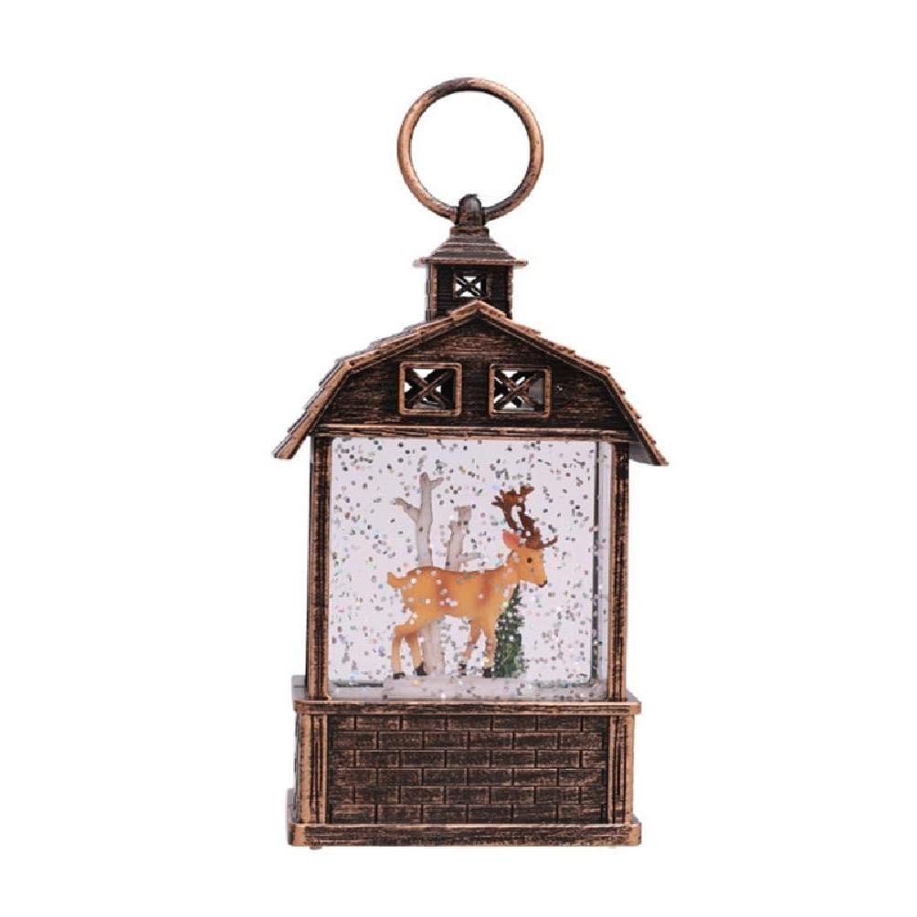 Small Christmas LED Water Wind Light Lamp - Santa Snowman Elk Decor for Party, Home, Wedding, Birthday, Festival | Vintage Lantern for Indoor & Outdoor Holiday Decorations