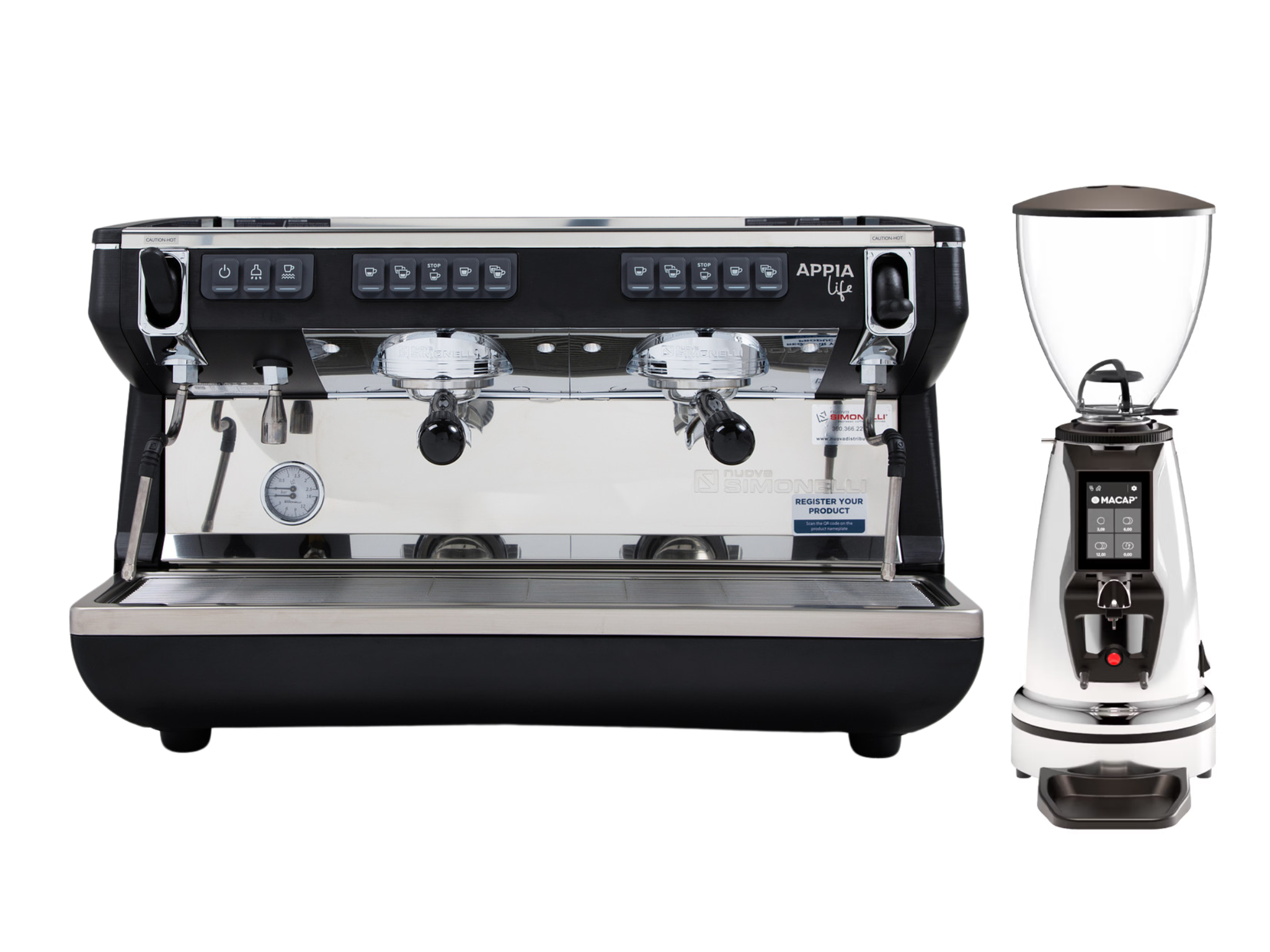 Nuova Simonelli Appia Life + MI40 Touch / Atom Excellence 65 Bundle - Professional Espresso Machine & Grinder Combo for Coffee Shops & Home Baristas | Perfect for Brewing Lattes, Cappuccinos & Specialty Coffee Drinks