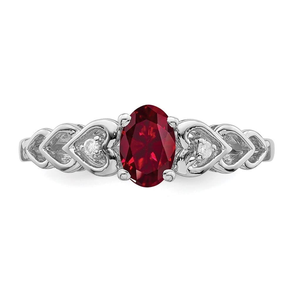 925 Sterling Silver Created Ruby & Diamond Solitaire Ring for Women - Size 7 | Elegant Engagement, Anniversary & Wedding Gift | Perfect for Proposals, Special Occasions & Everyday Luxury