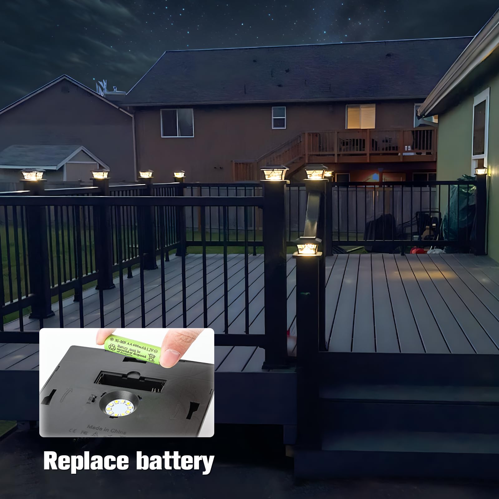 VOLISUN Solar Post Cap Lights Outdoor - 4Pack Waterproof Solar Deck Lights for 4x4 Vinyl/Wood Fence - Cool/Warm White LED Garden Lighting for Patio, Porch, Pathway & Backyard Decor