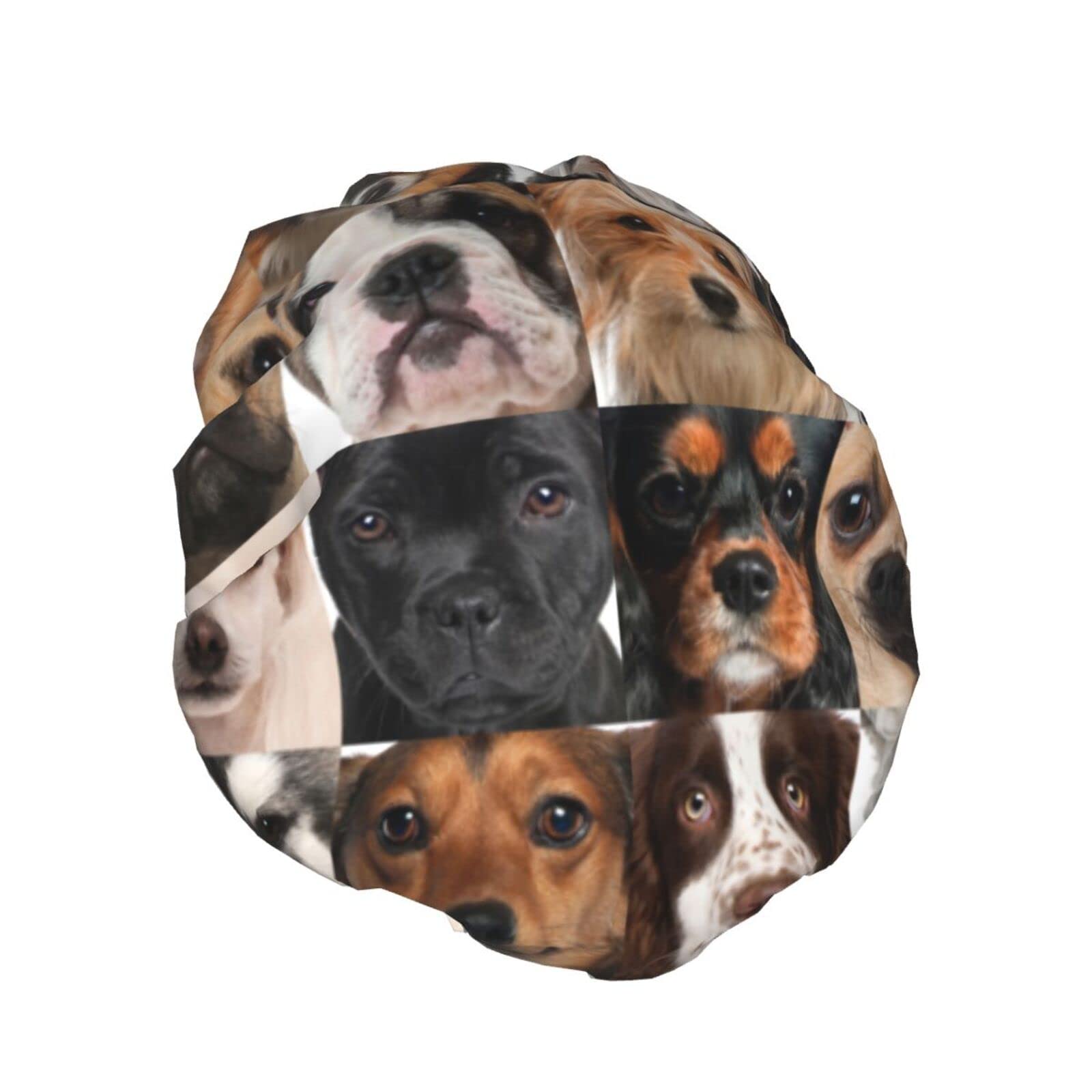 Waterproof Reusable Shower Cap for Women & Dogs - Cute Face Pattern Bath Hair Cover for Shower, Bathing, Spa, and Pet Grooming