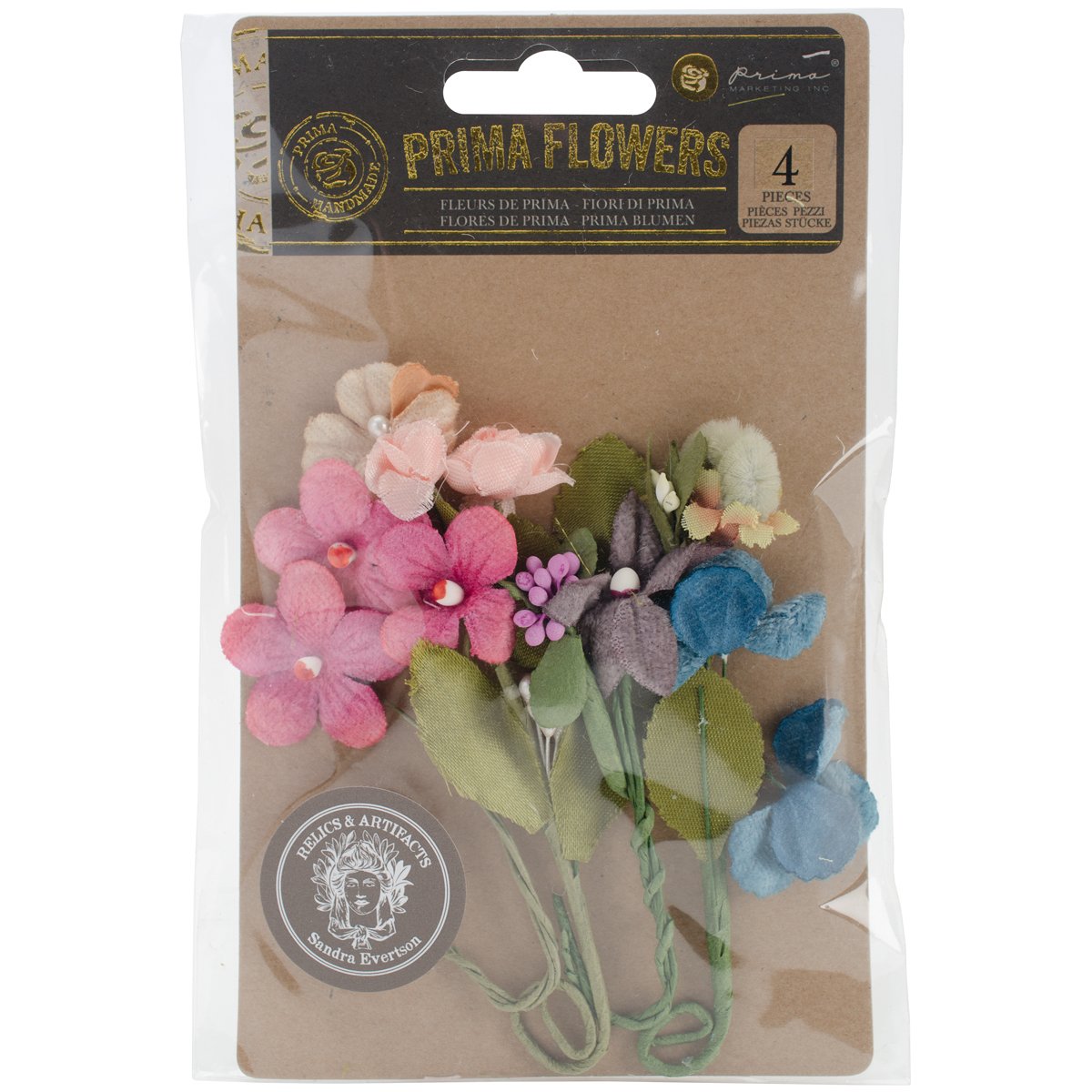 Prima Marketing 655350942762 Multicolored Flowers Scrapbooking Embellishments 3.5