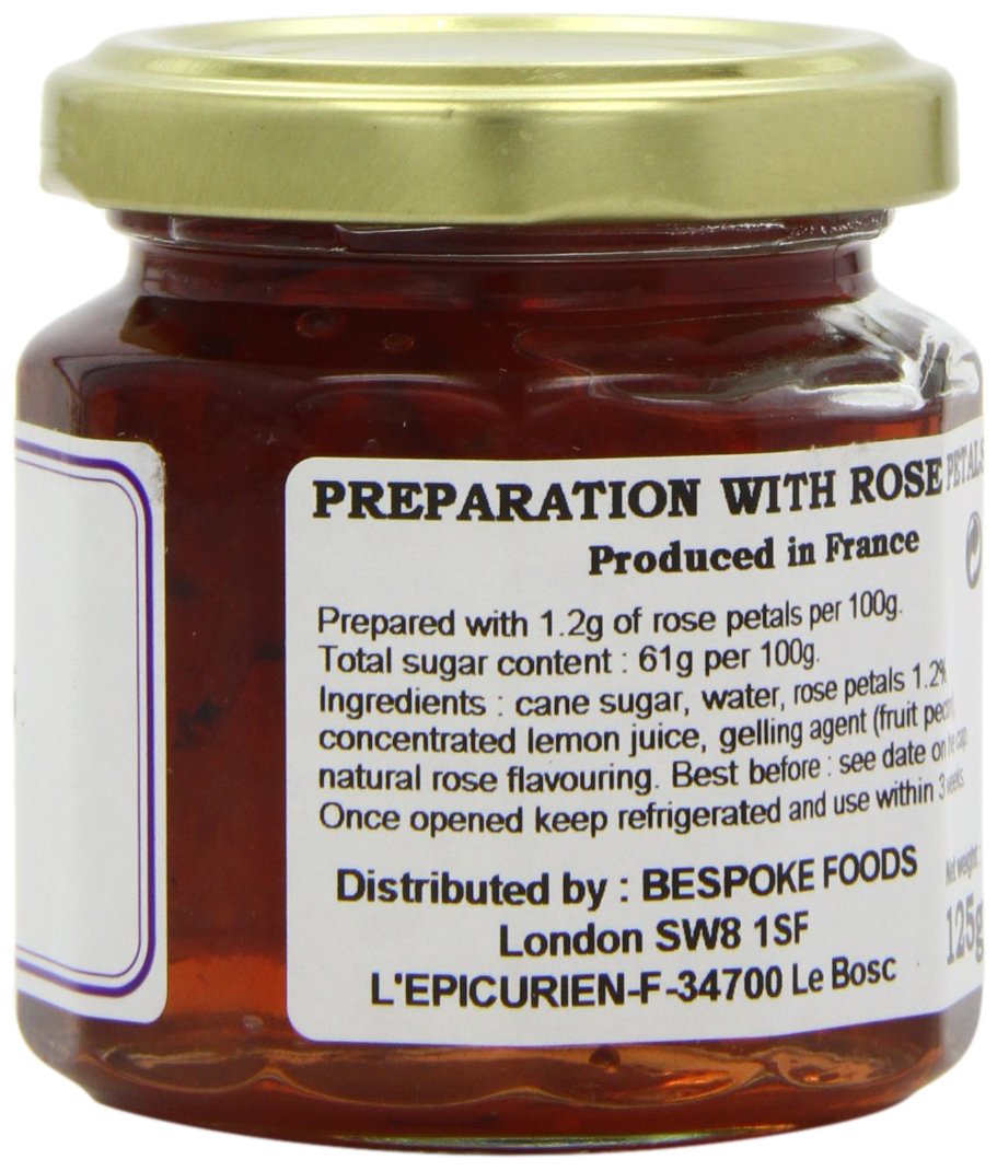 Epicurien Gourmet Rose Petals Confit - 125g (4.4oz) Premium Edible Rose Petals for Baking, Desserts & Cocktail Garnish